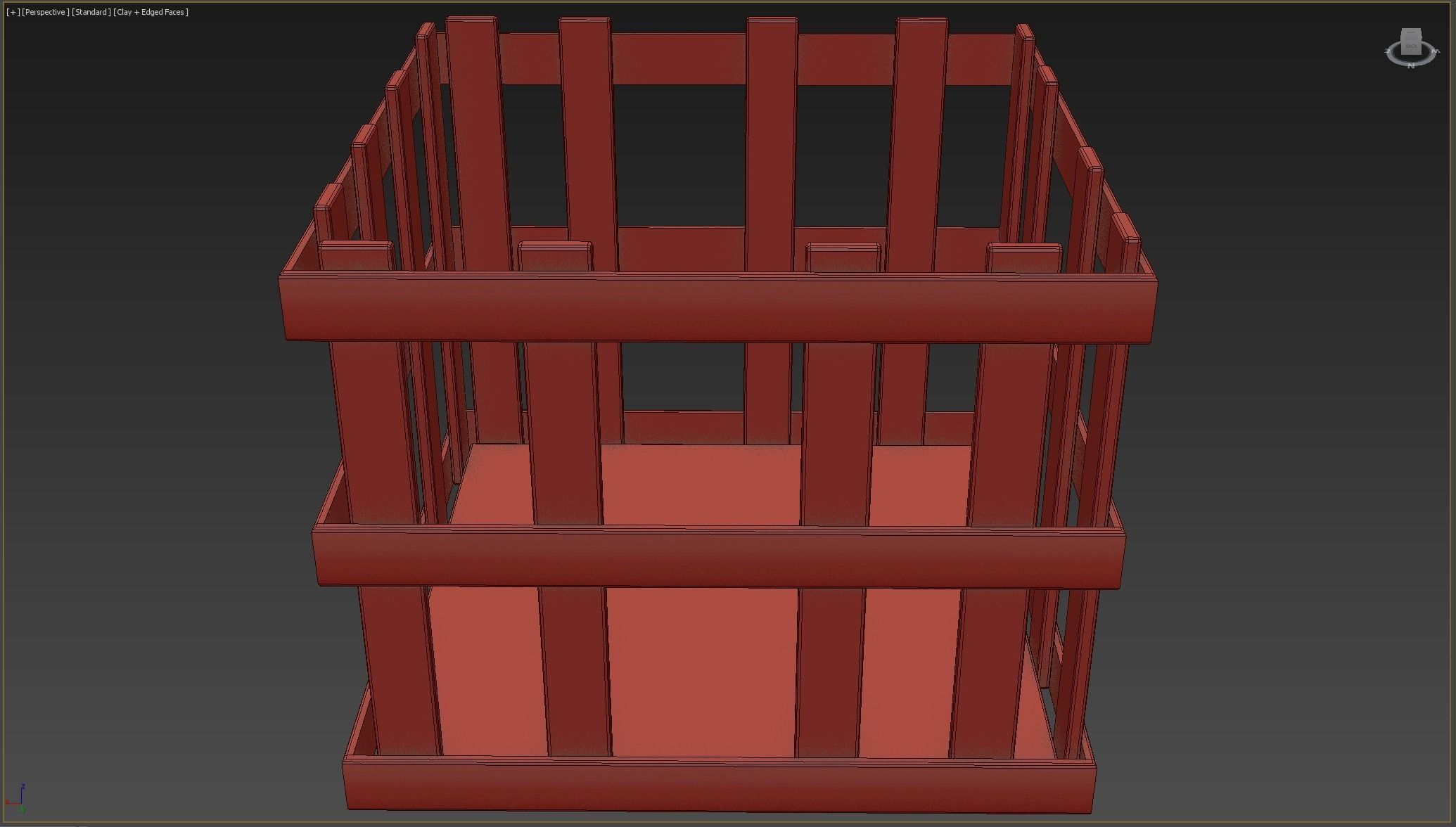 wooden case Low-poly 3D model_7