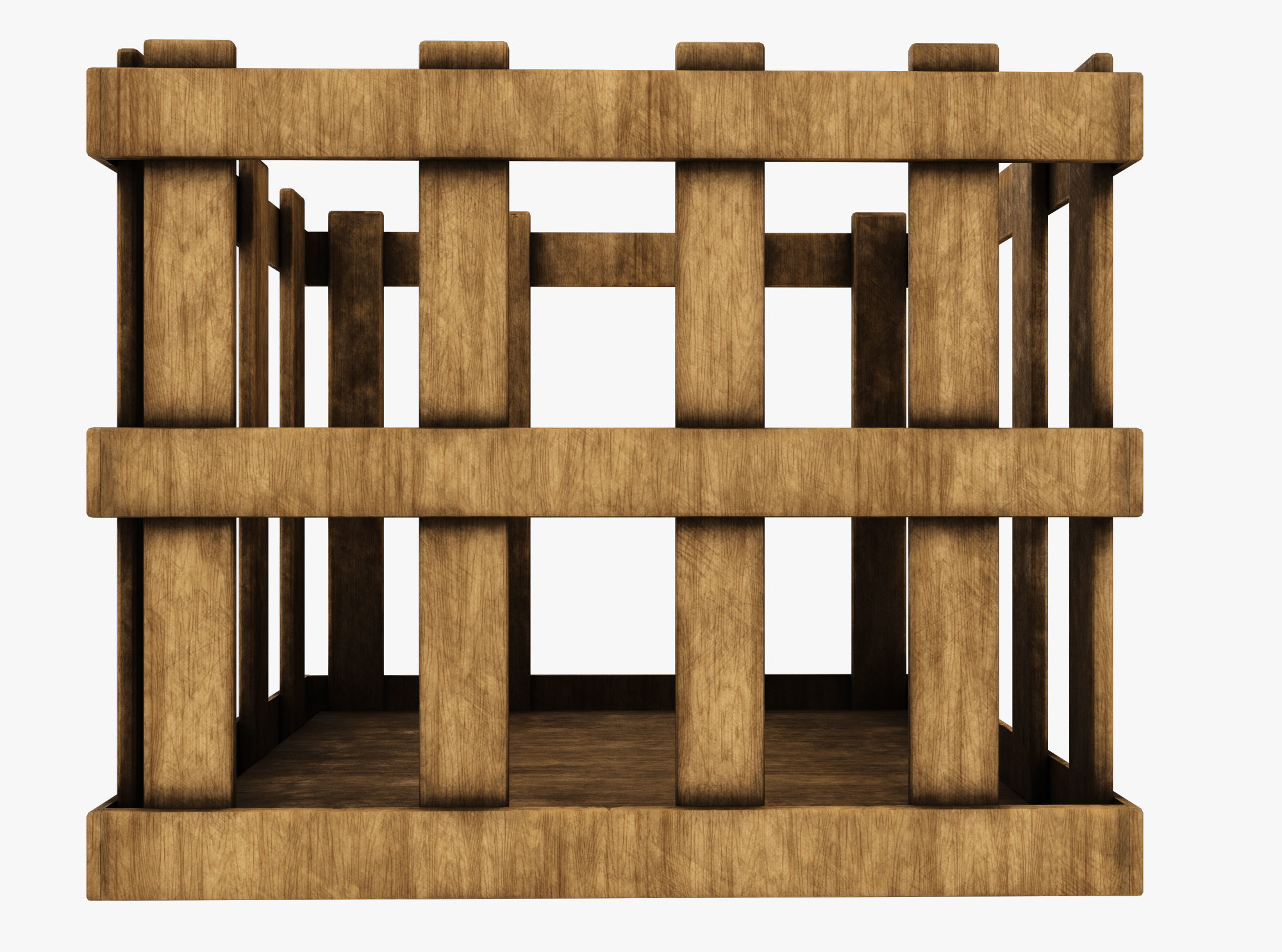 wooden case Low-poly 3D model_3