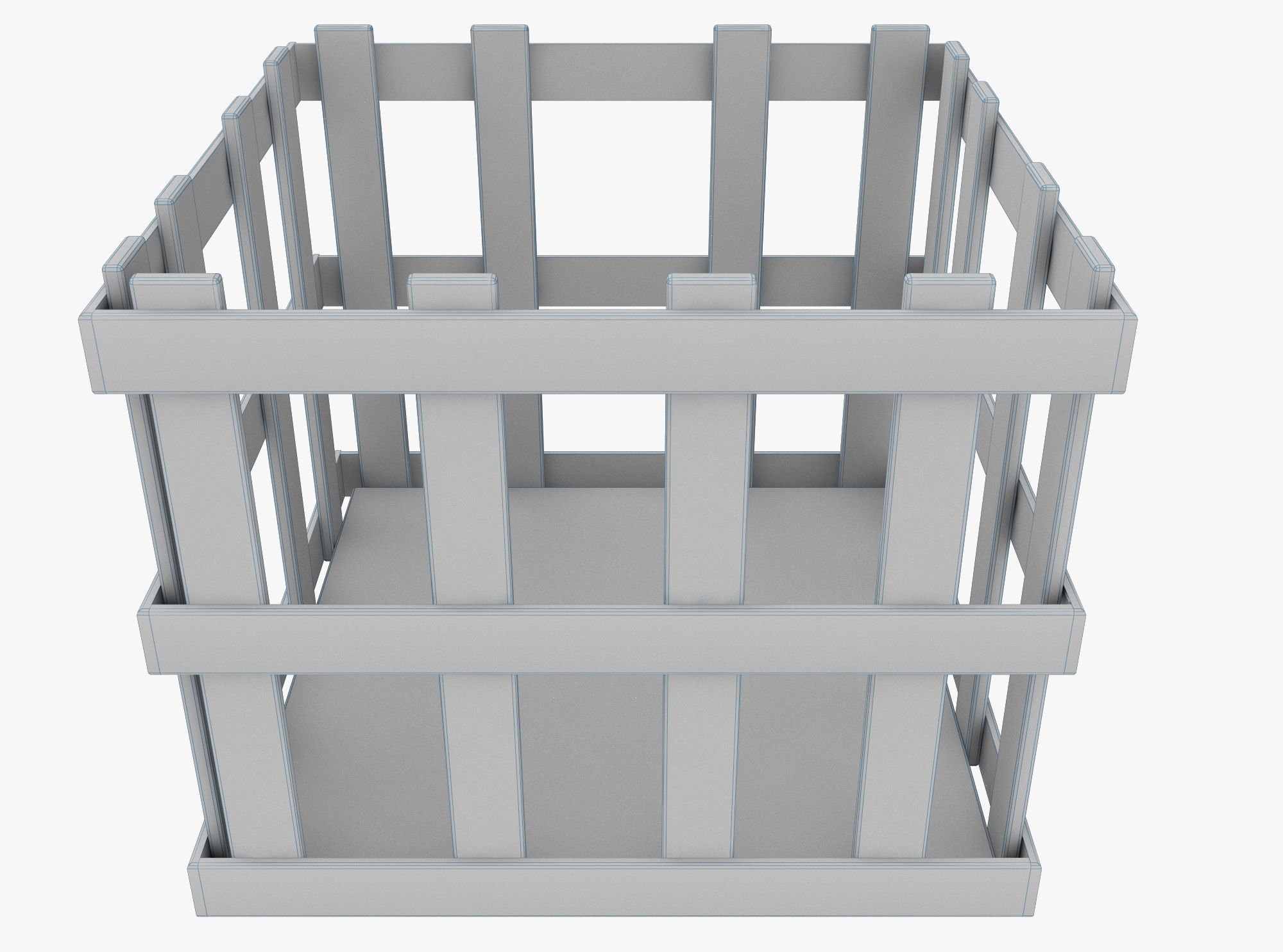 wooden case Low-poly 3D model_4