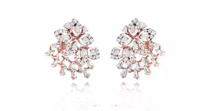 Women Earrings 3dm STL OBJ FBX Renders Details 3D print model
