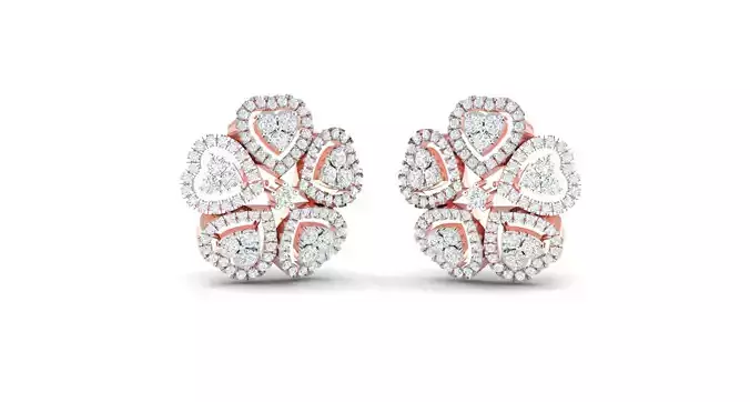 Women Heart Earrings 3dm STL OBJ FBX Renders Details