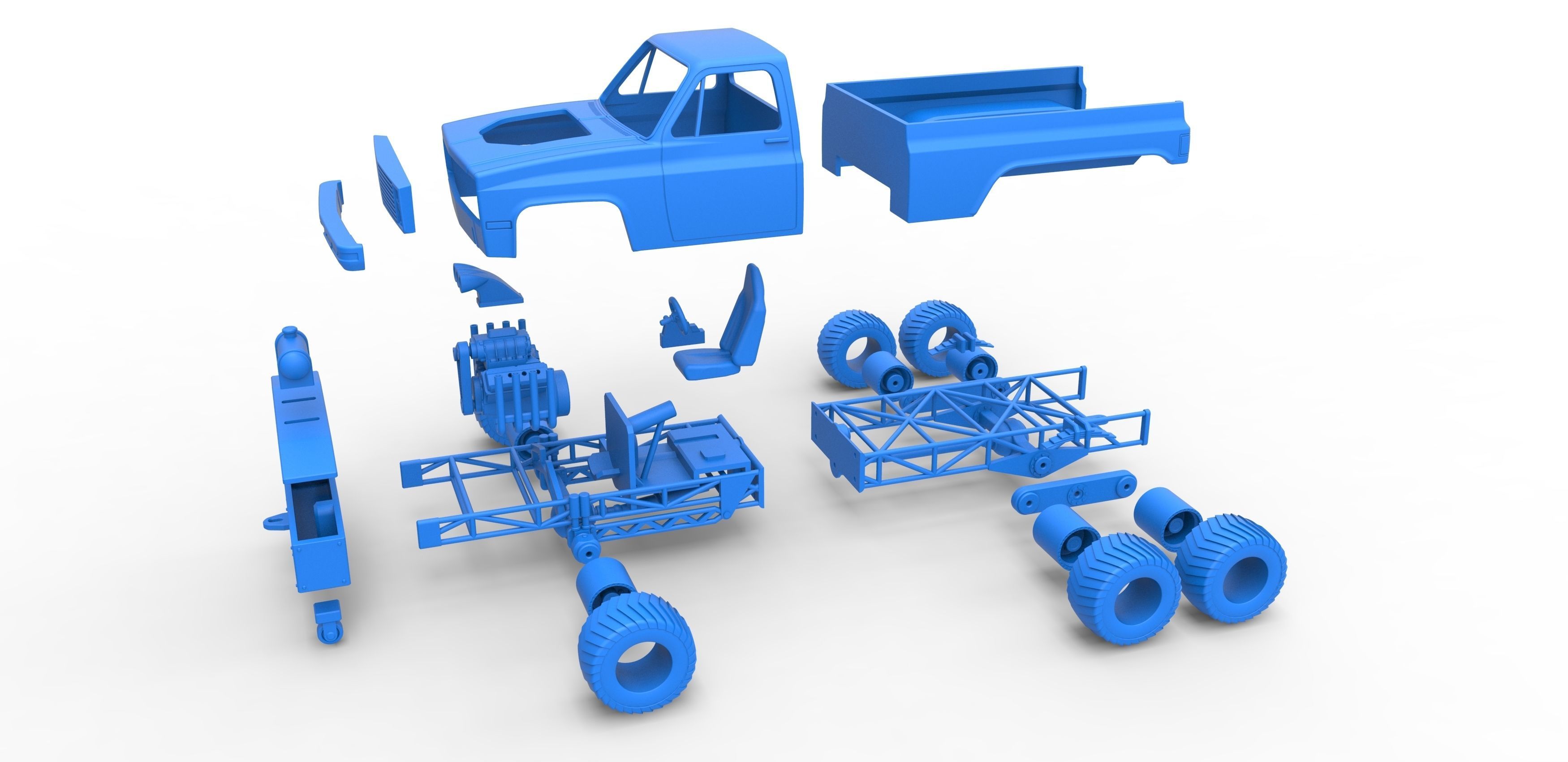 Pulling truck 6wd Scale 1 to 25 3D print model_29