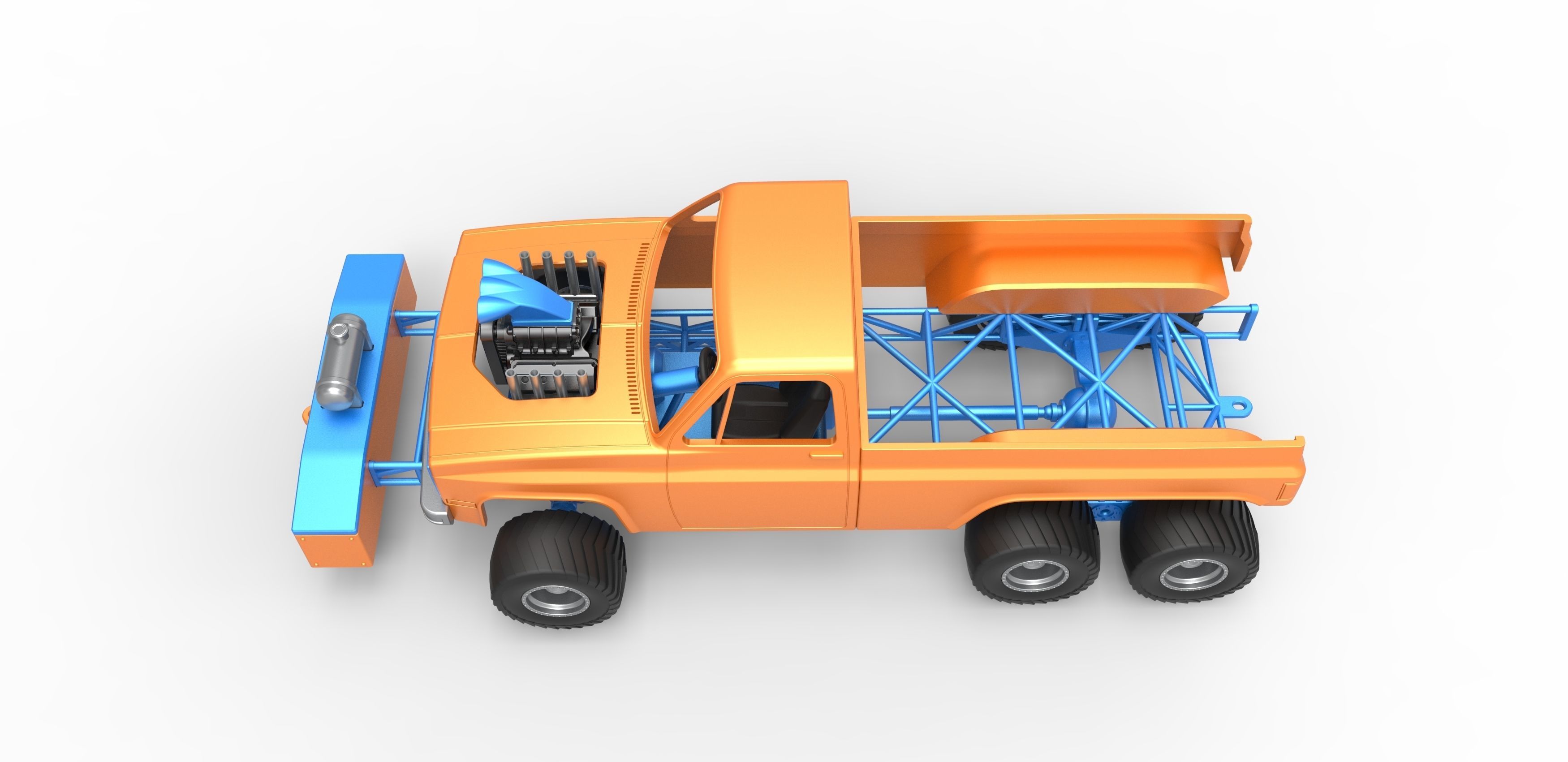 Pulling truck 6wd Scale 1 to 25 3D print model_9