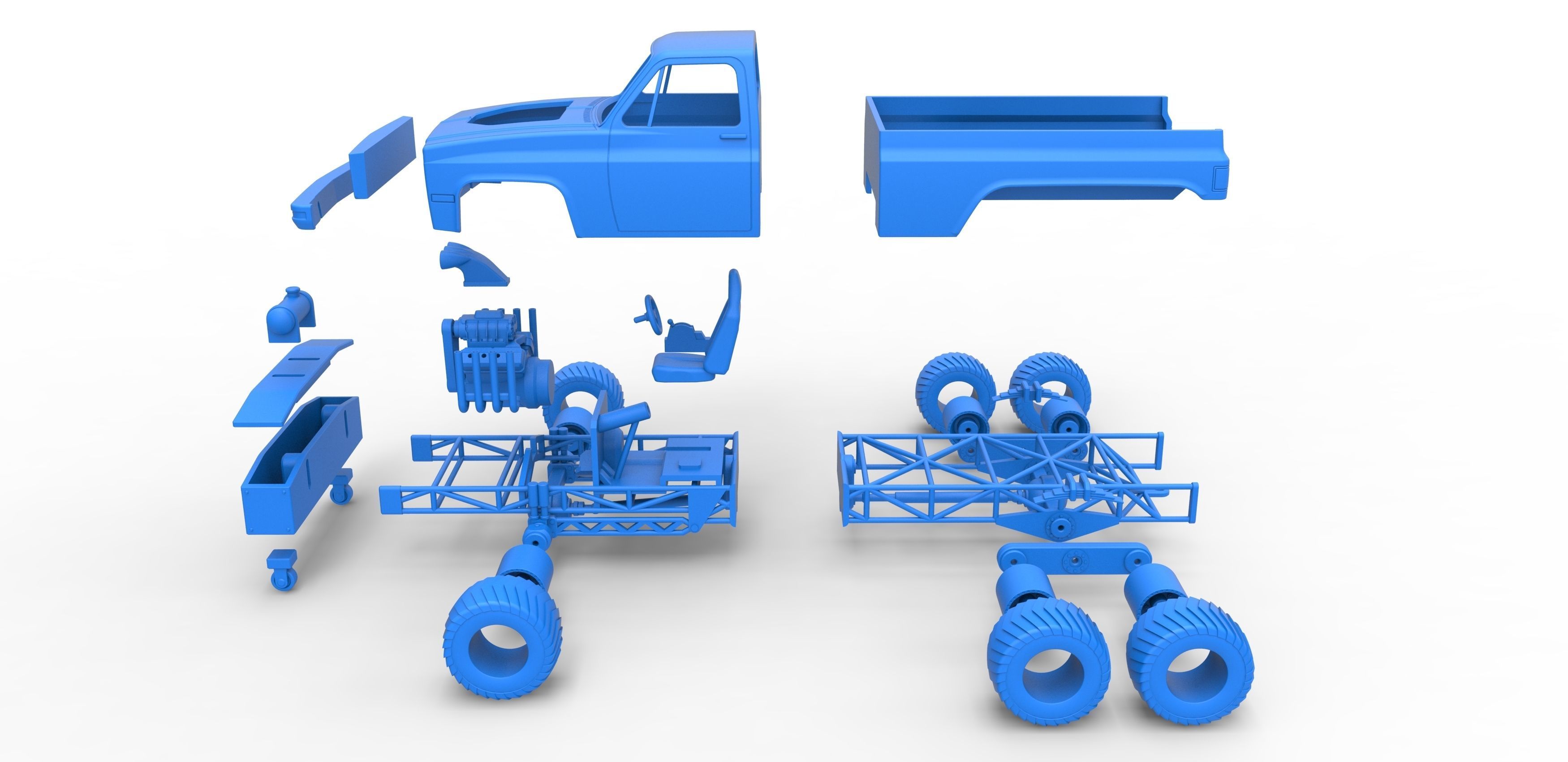 Pulling truck 6wd Scale 1 to 25 3D print model_33