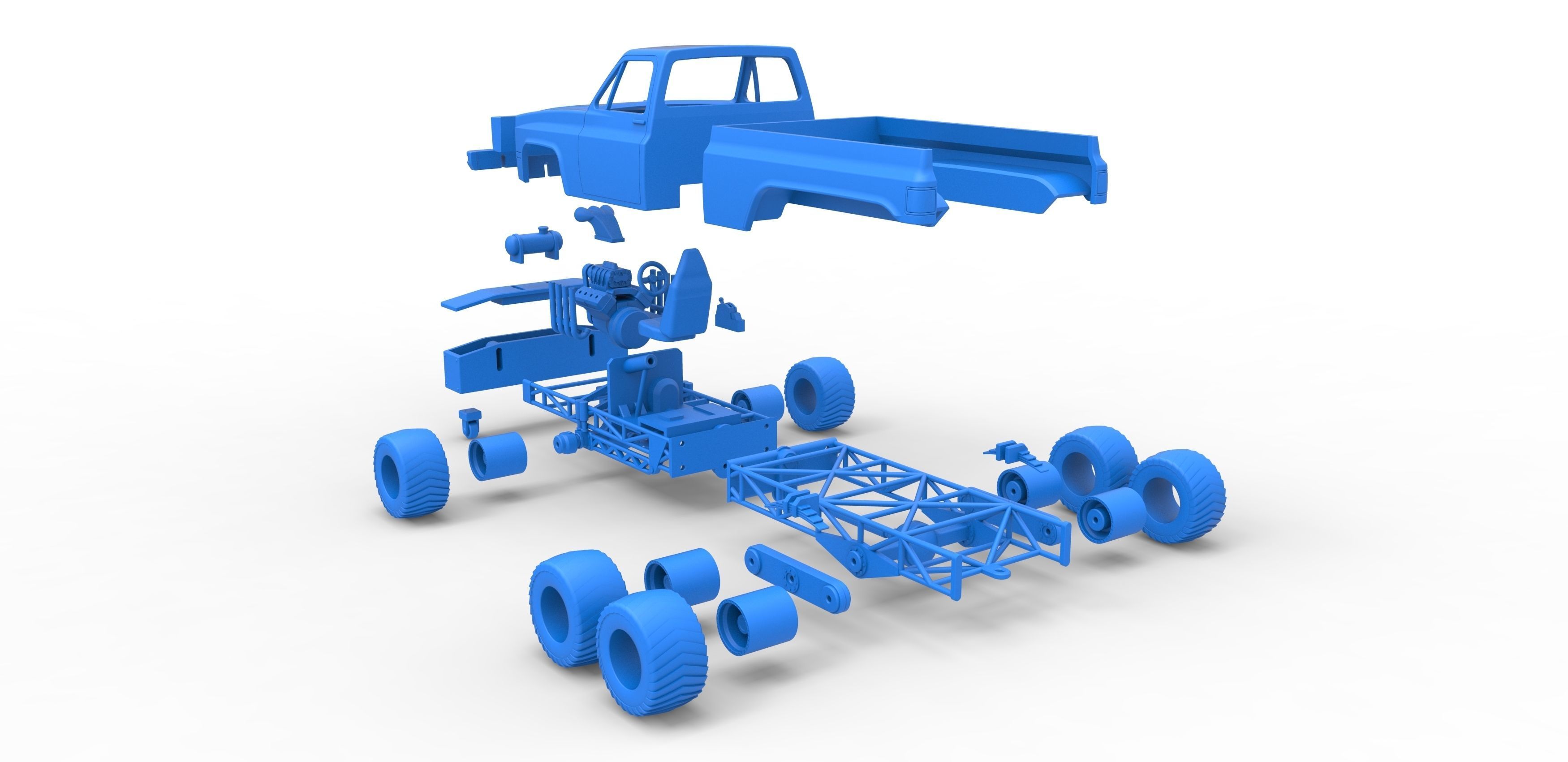 Pulling truck 6wd Scale 1 to 25 3D print model_34