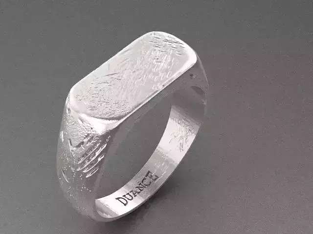 Rough Texture Rectangle Signet ring Stone ring unisex Jewelry 3D print model
