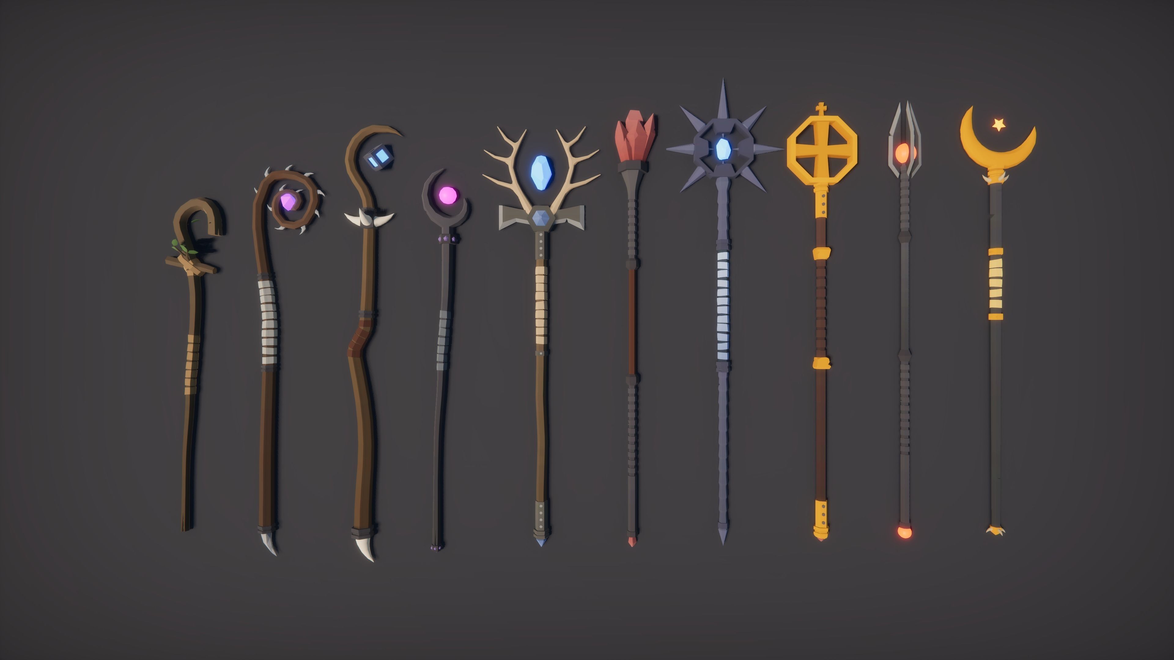 Low Poly RPG Fantasy Weapons Low-poly 3D model_3