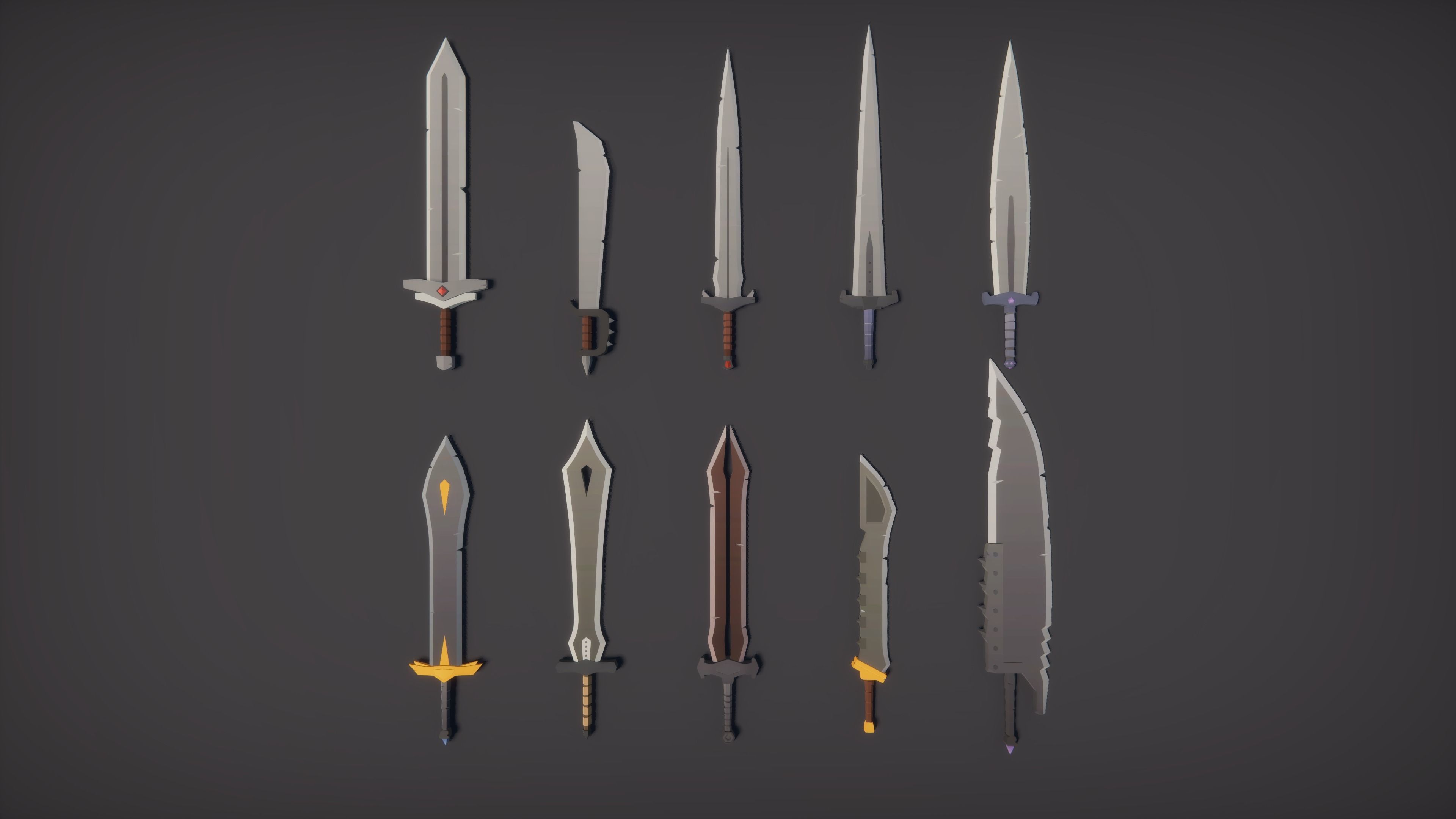 Low Poly RPG Fantasy Weapons Low-poly 3D model_1