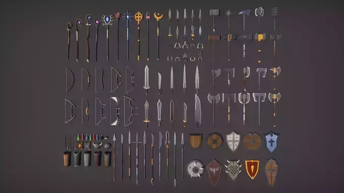 Low Poly RPG Fantasy Weapons Low-poly 3D model