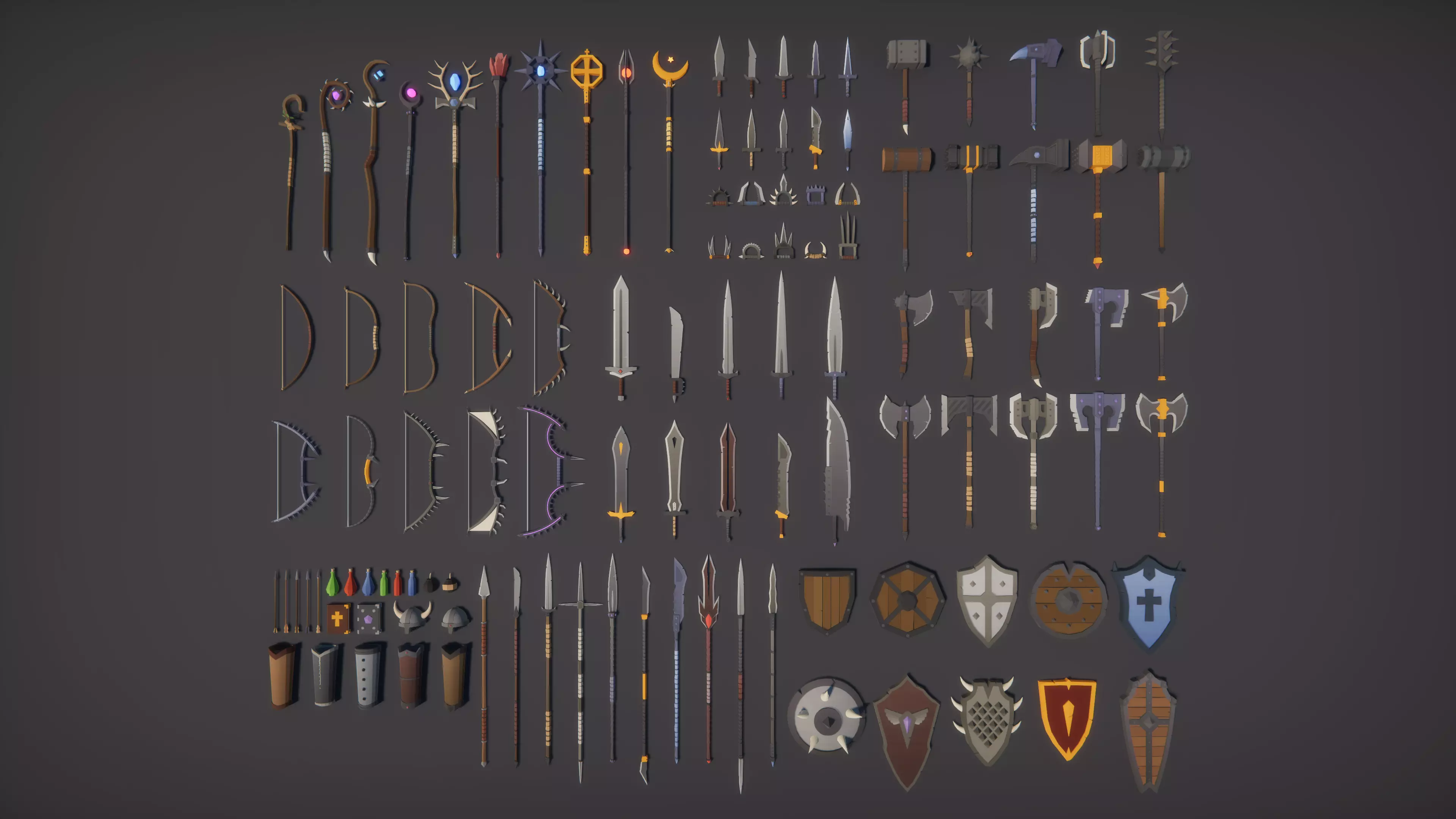 Low Poly RPG Fantasy Weapons Low-poly 3D model_0