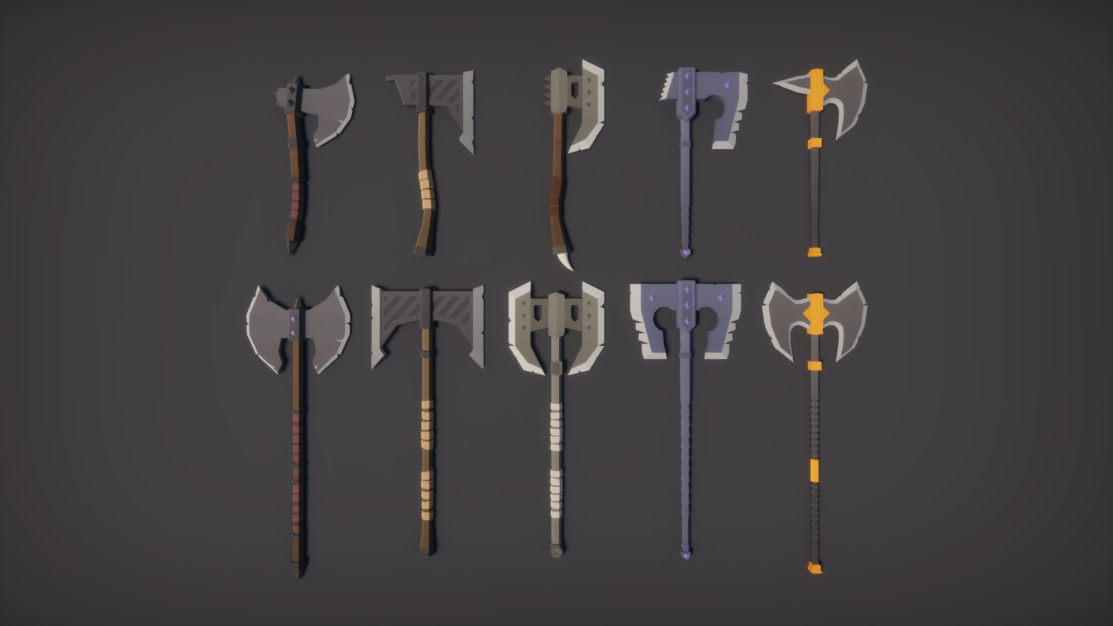 Low Poly RPG Fantasy Weapons Low-poly 3D model_4