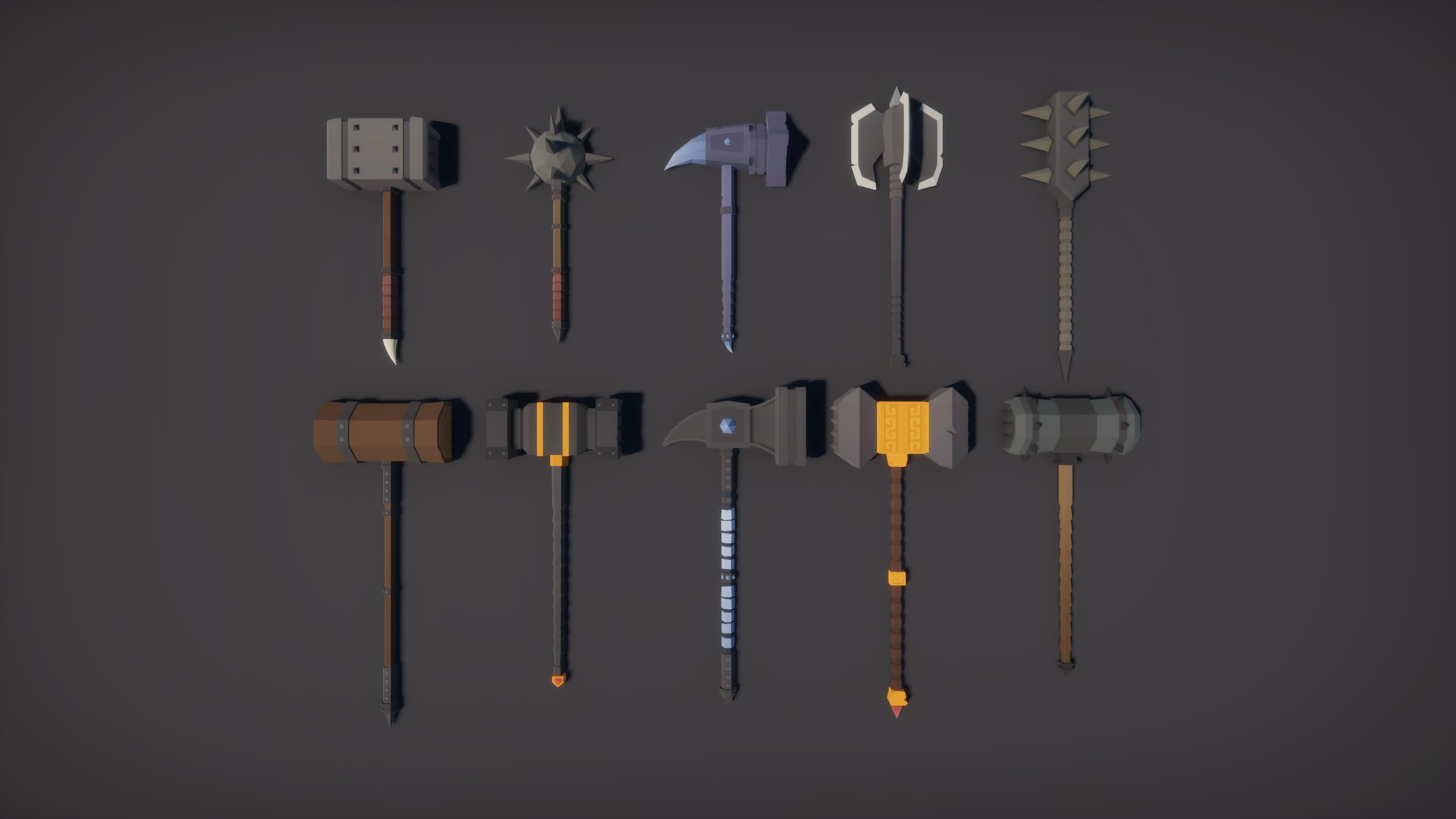 Low Poly RPG Fantasy Weapons Low-poly 3D model_5