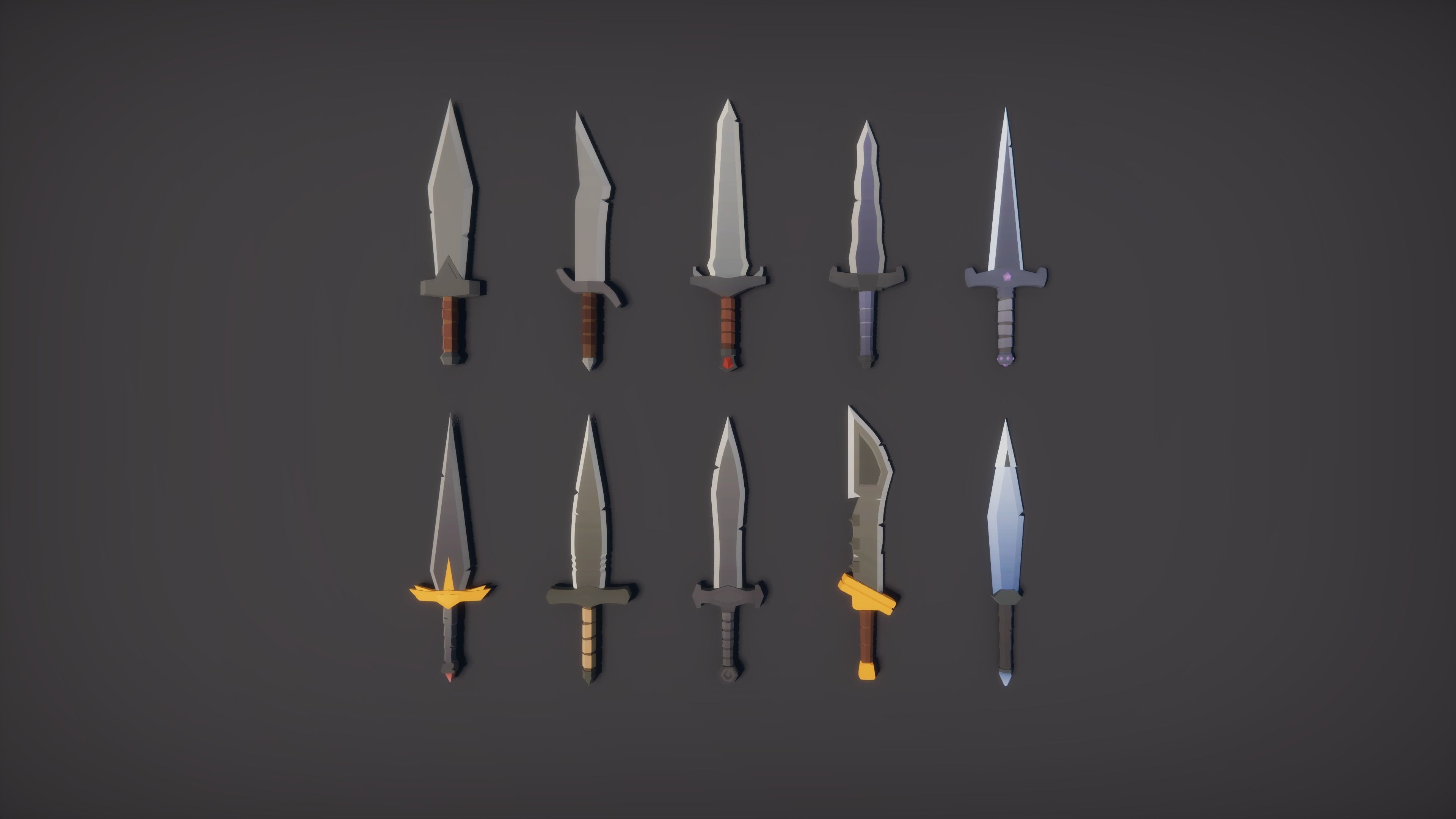 Low Poly RPG Fantasy Weapons Low-poly 3D model_7