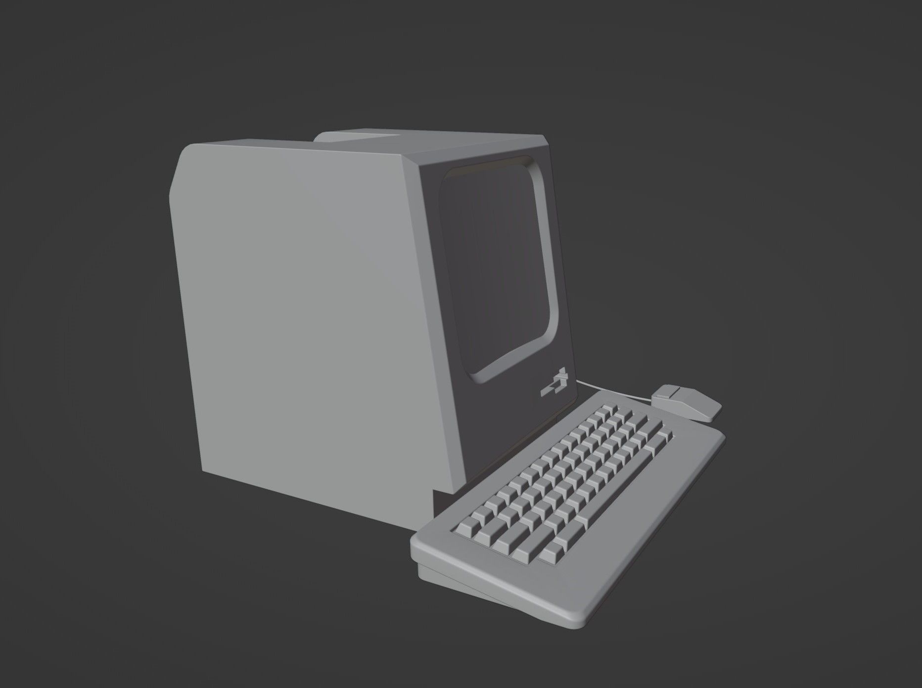 3d model of an old computer with a mouse and keyboard 3D model_1