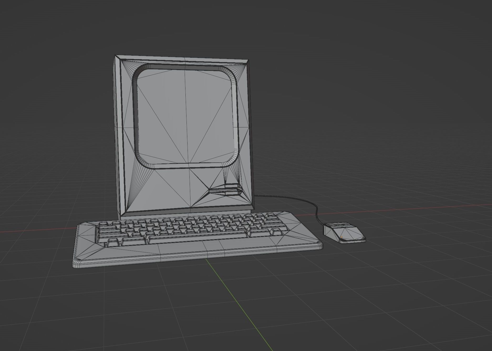 3d model of an old computer with a mouse and keyboard 3D model_2