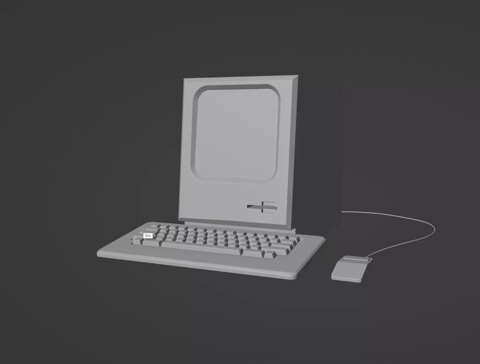 3d model of an old computer with a mouse and keyboard 3D model_0