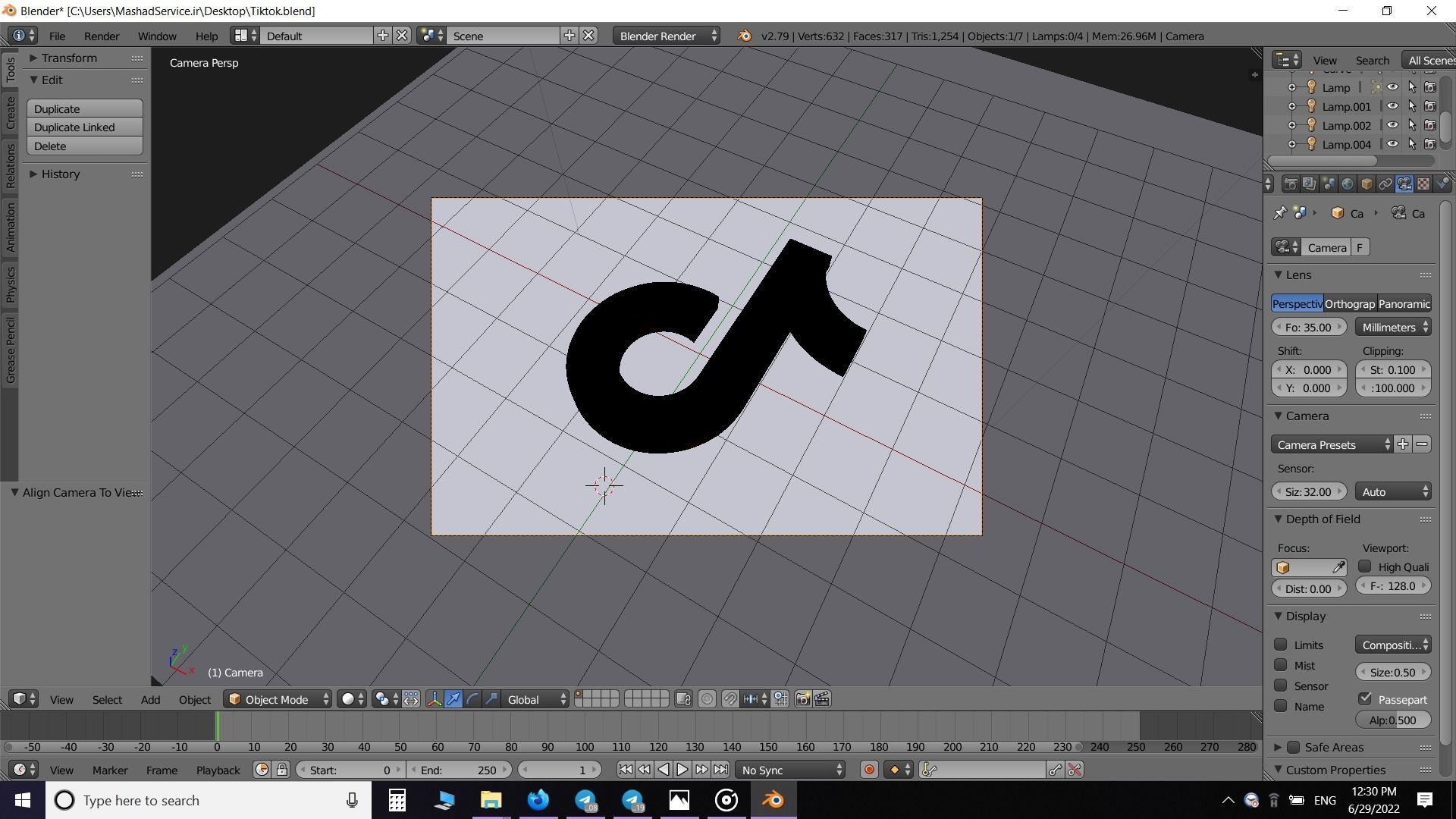 Tik Tok logo Low-poly 3D model_4