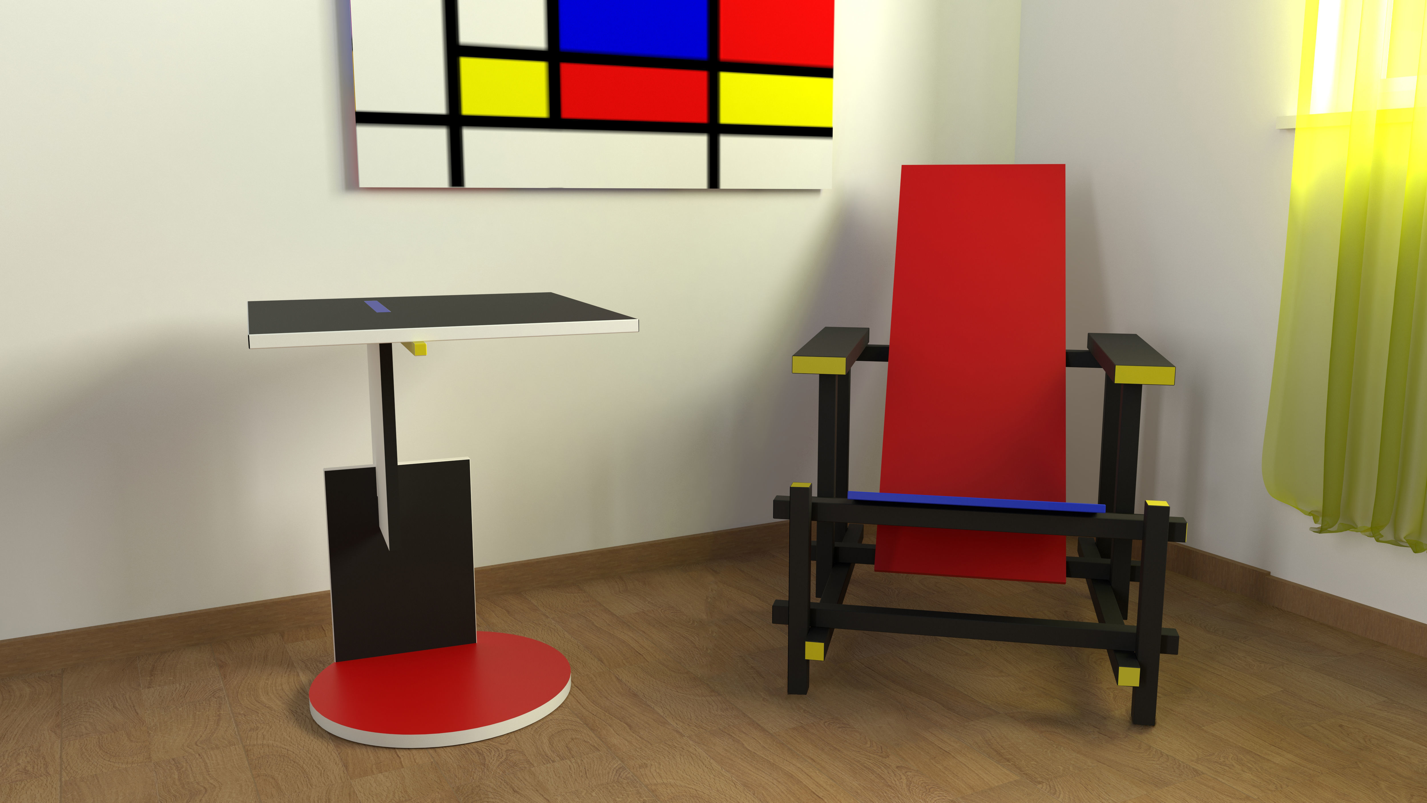 Rietveld schroeder table 1922 3D model_5