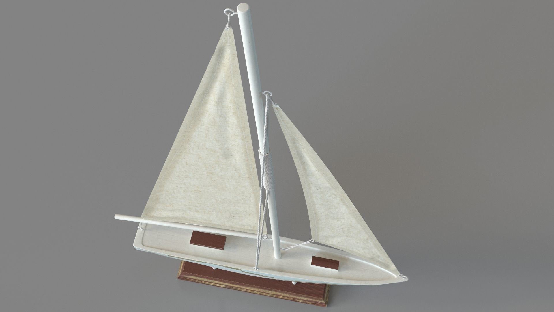 Deco 79 Coastal Wood Sail Boat Sculpture 3D model_6