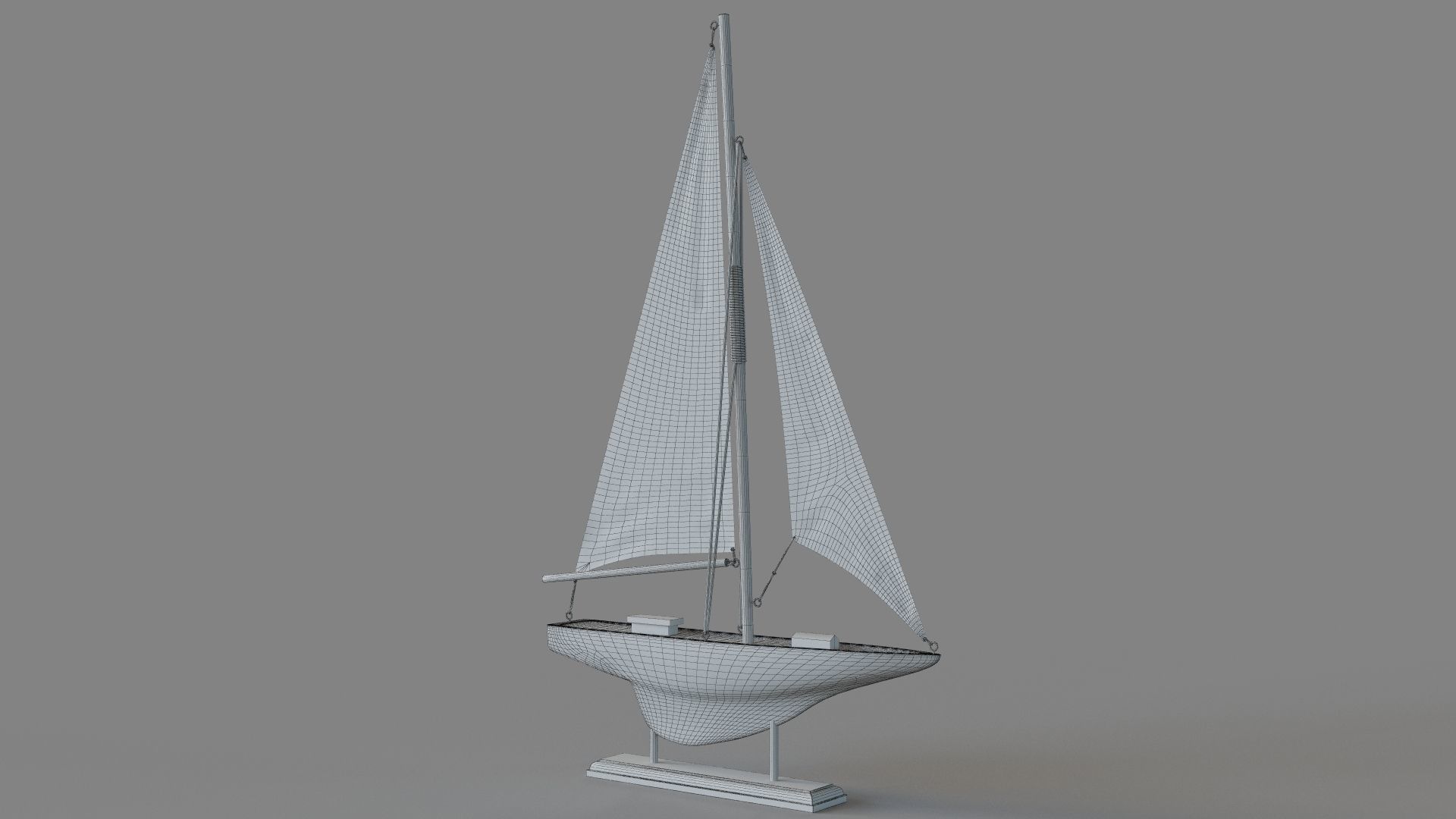 Deco 79 Coastal Wood Sail Boat Sculpture 3D model_7