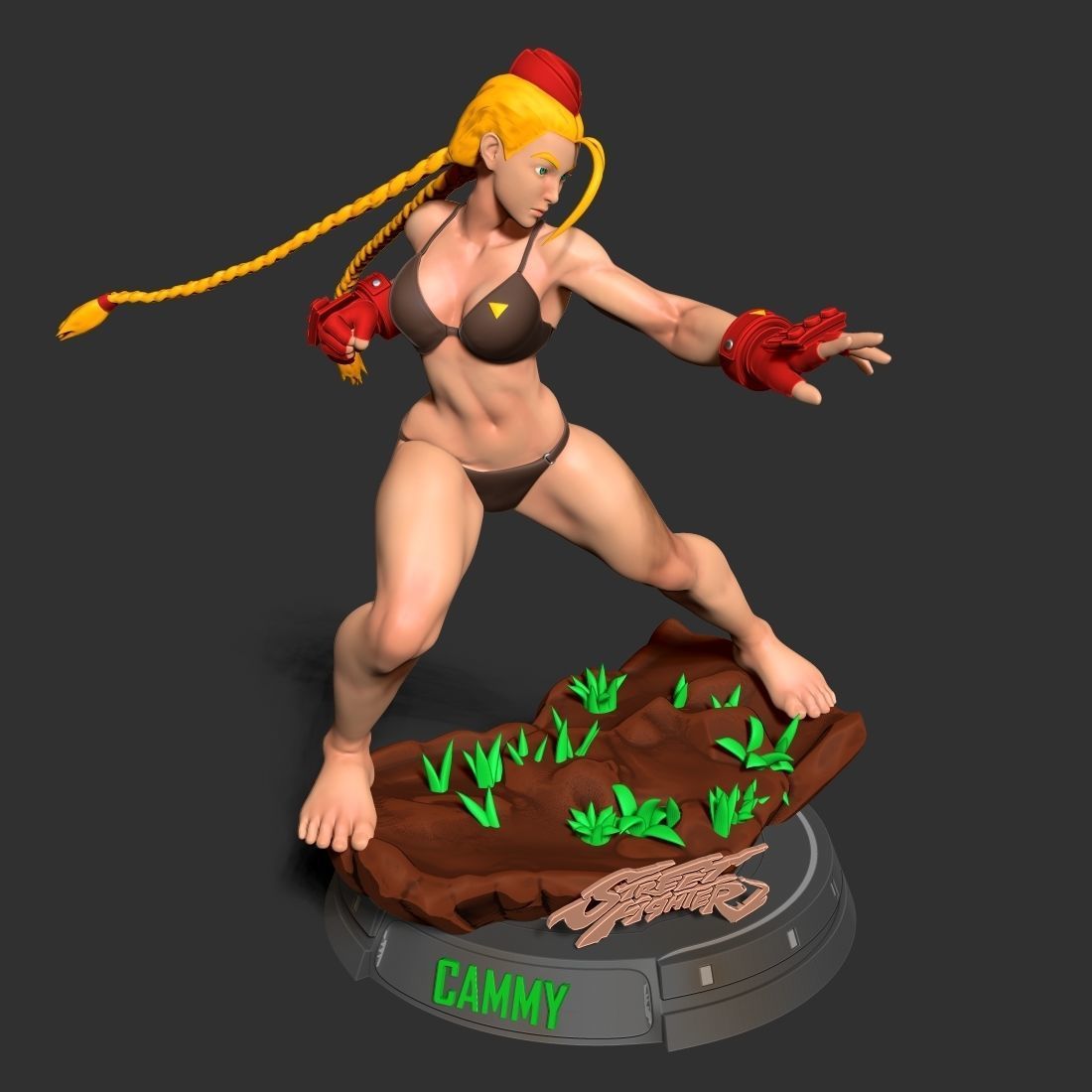 Cammy street fighter statue 3D print model_14