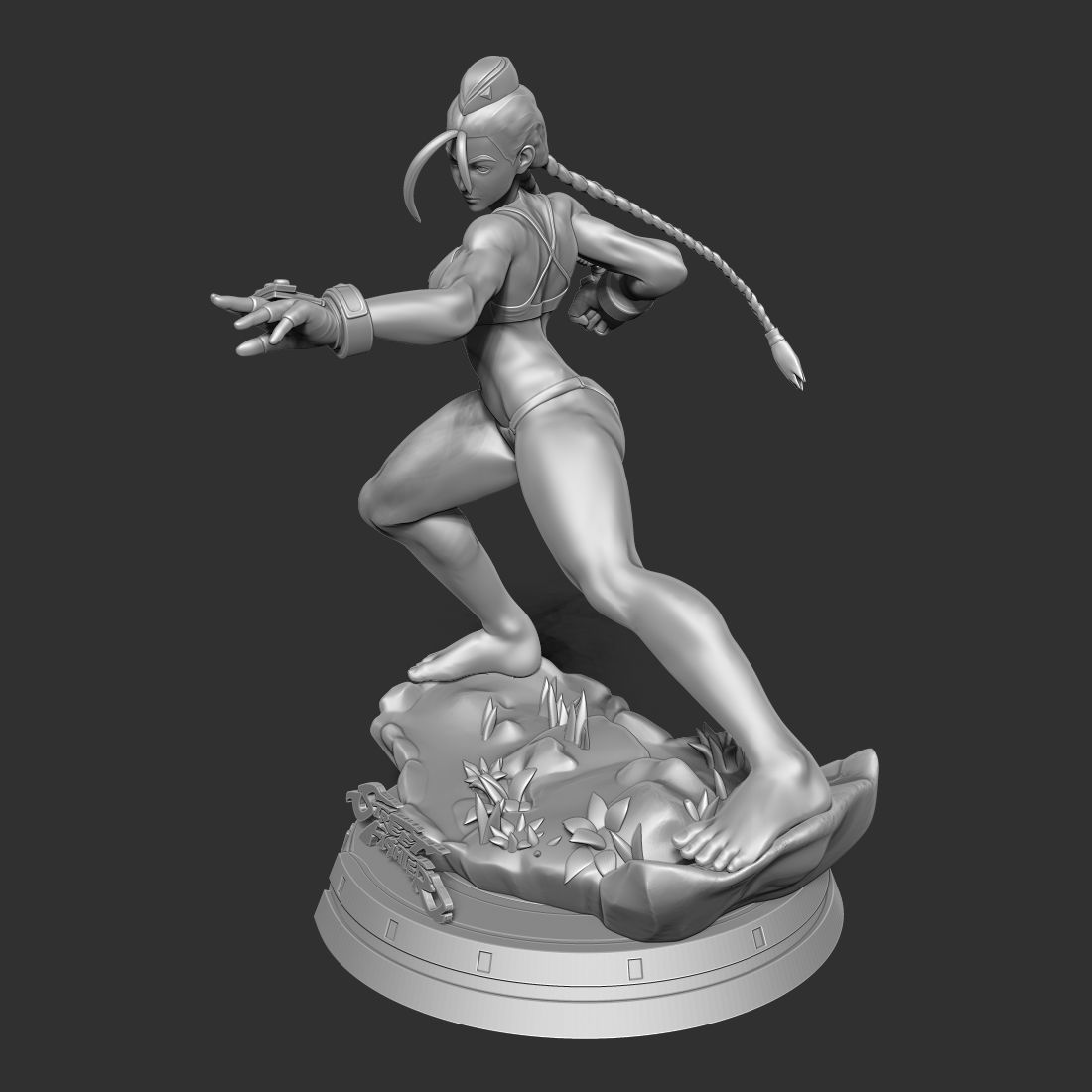 Cammy street fighter statue 3D print model_17