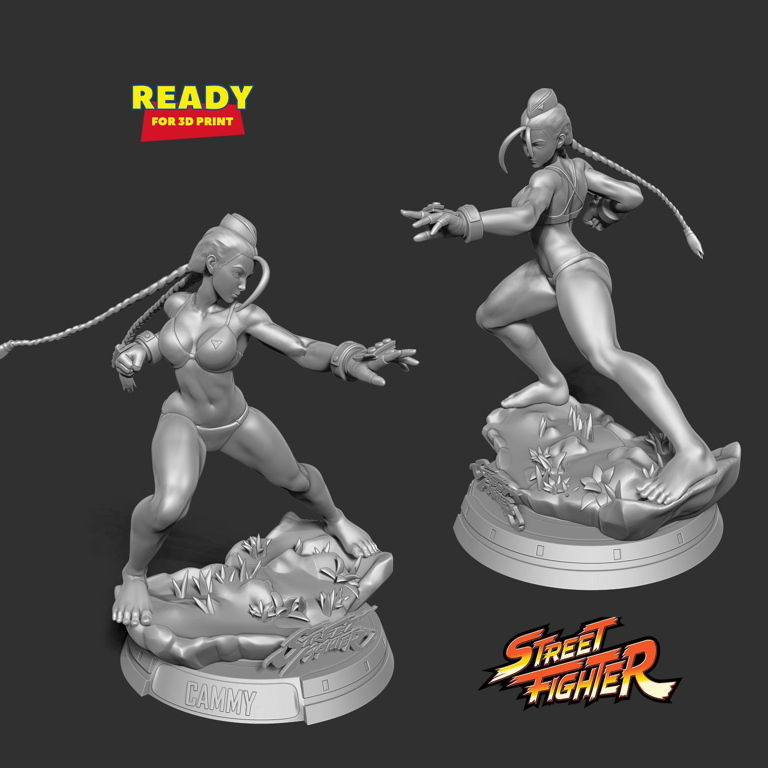 Cammy street fighter statue 3D print model_3