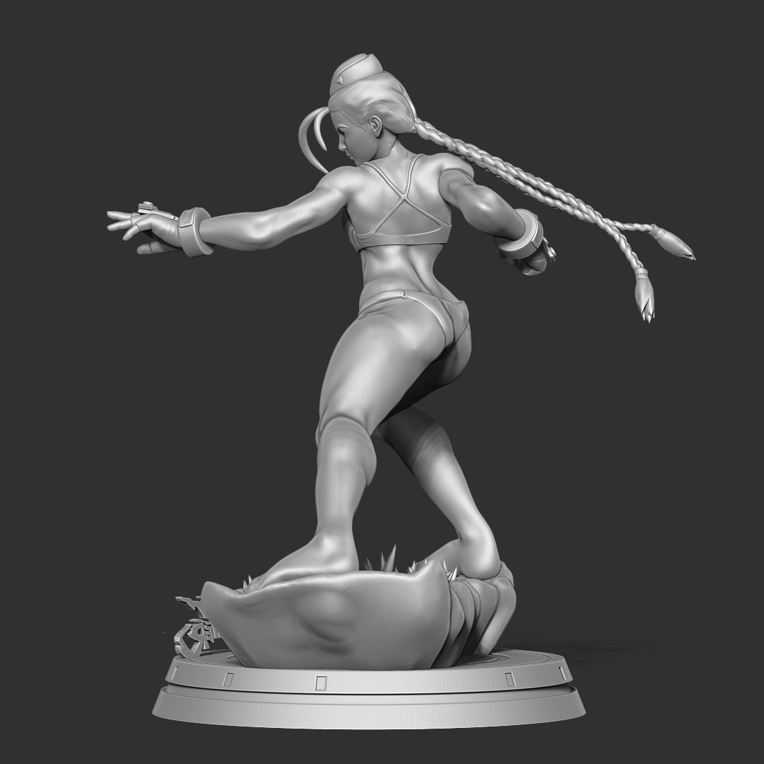 Cammy street fighter statue 3D print model_11