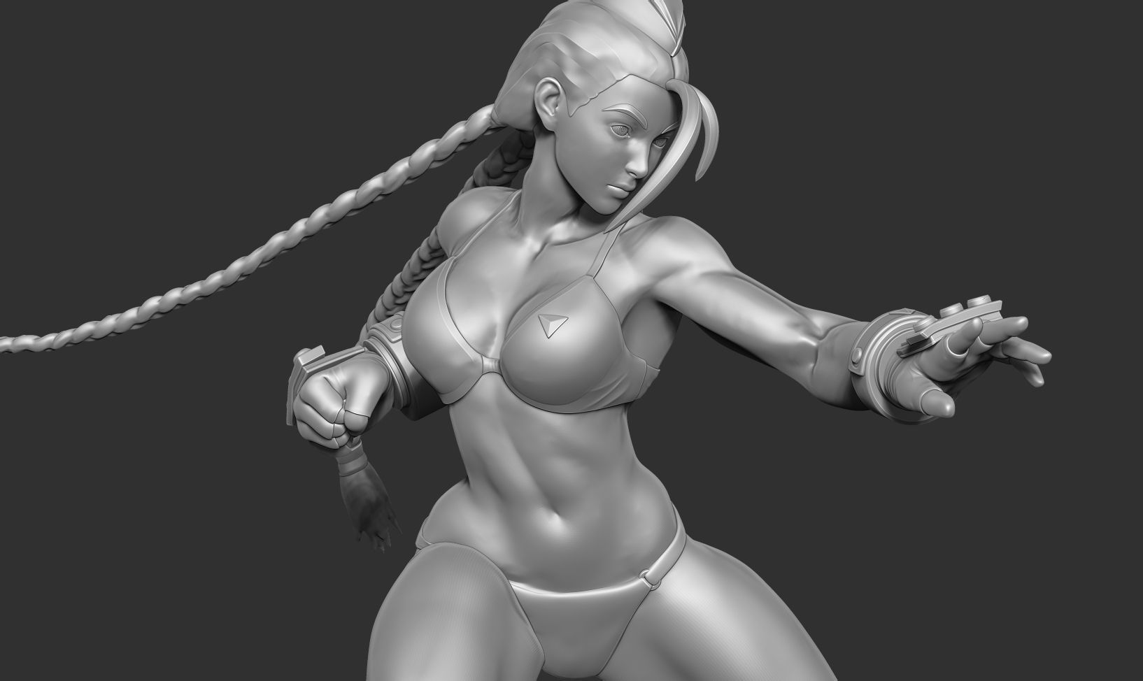 Cammy street fighter statue 3D print model_4