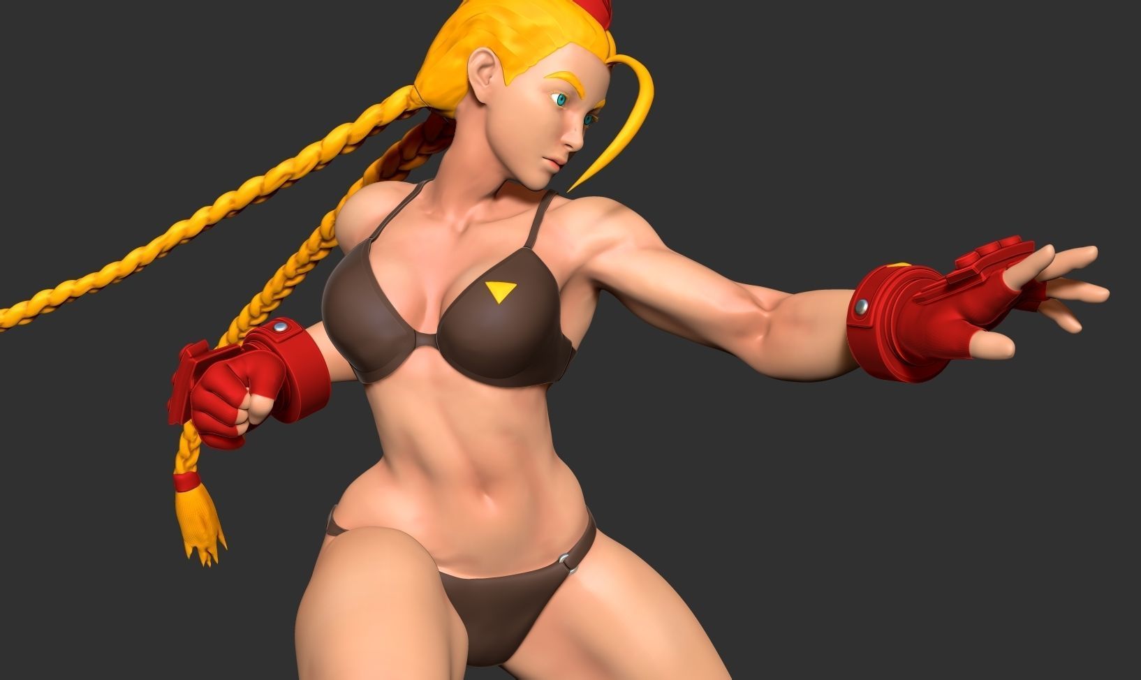Cammy street fighter statue 3D print model_6