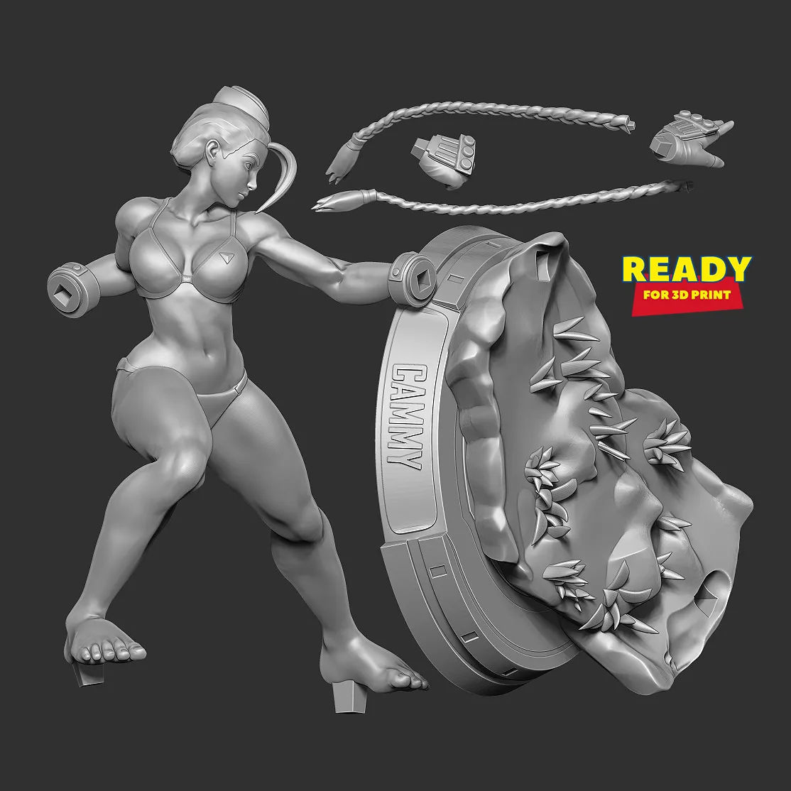 Cammy street fighter statue 3D print model_2