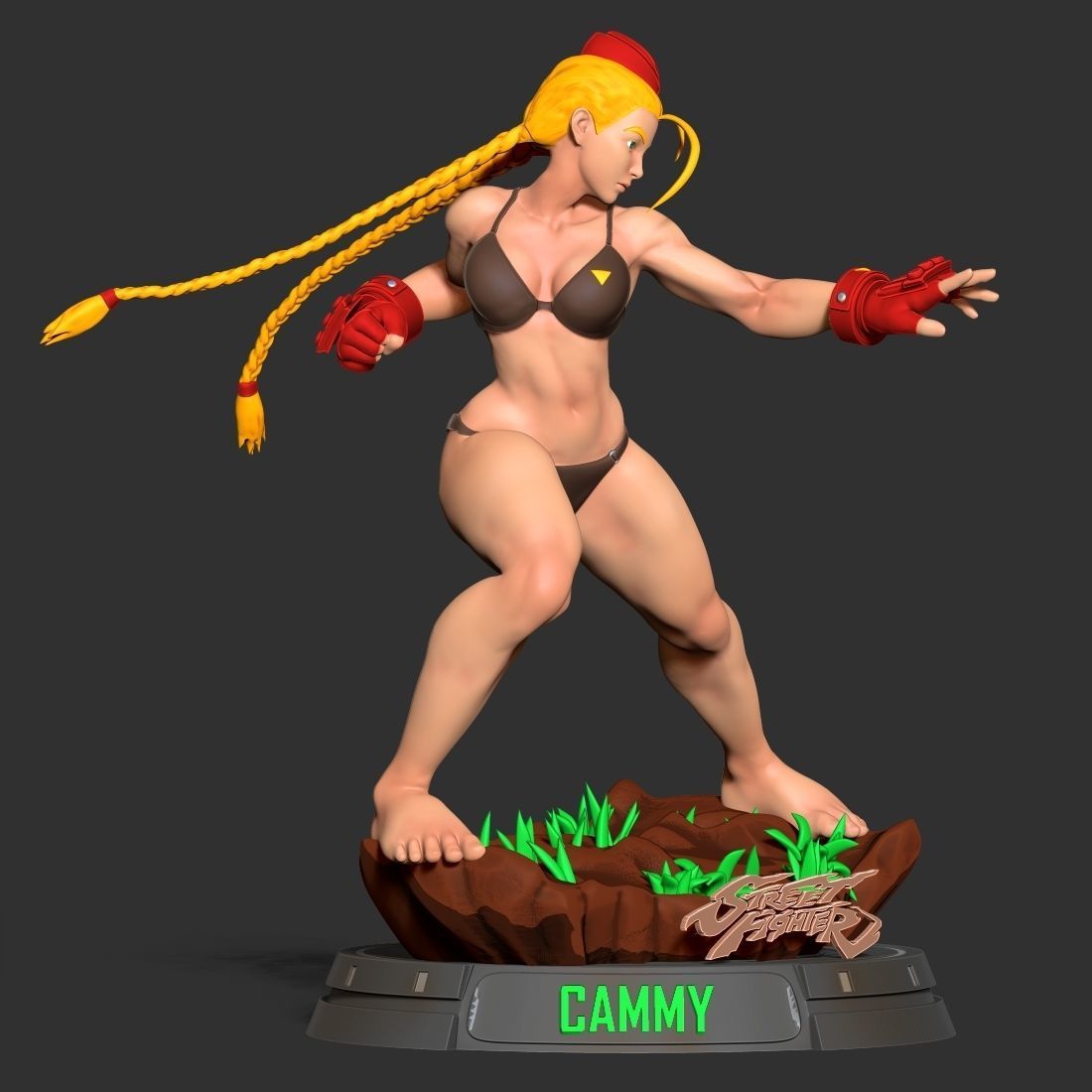 Cammy street fighter statue 3D print model_12