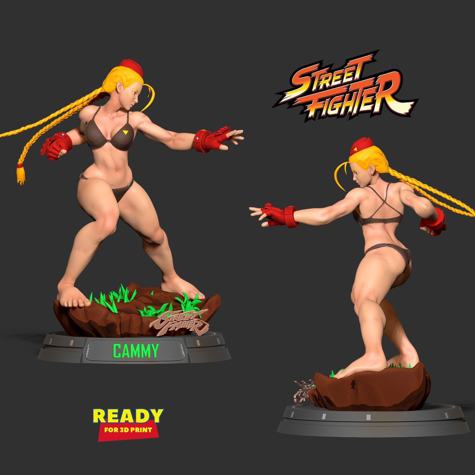 Cammy street fighter statue 3D print model_18