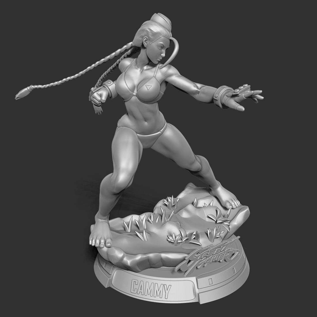Cammy street fighter statue 3D print model_15