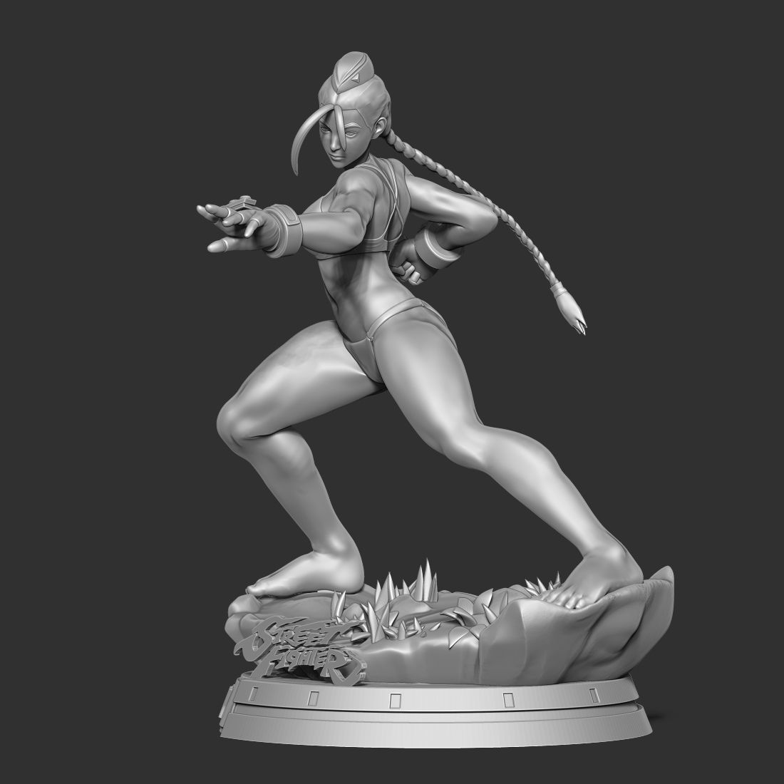 Cammy street fighter statue 3D print model_9