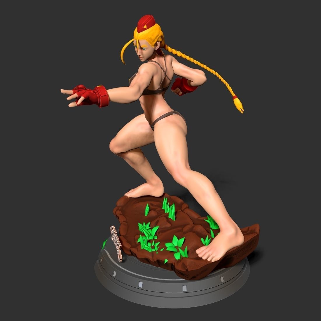Cammy street fighter statue 3D print model_16