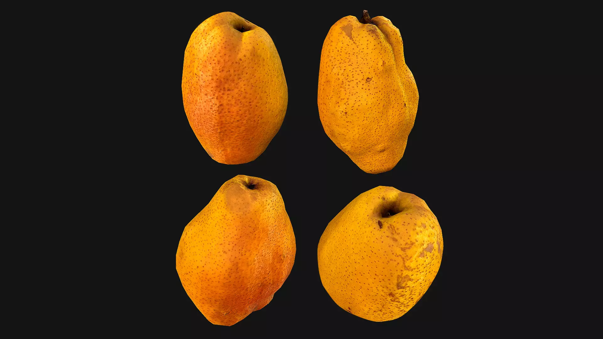 Pears orange fruit Low-poly 3D model