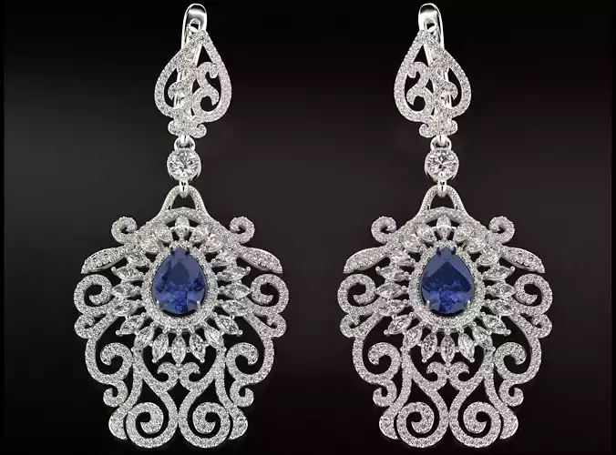 Vintage evening earrings with diamonds 737