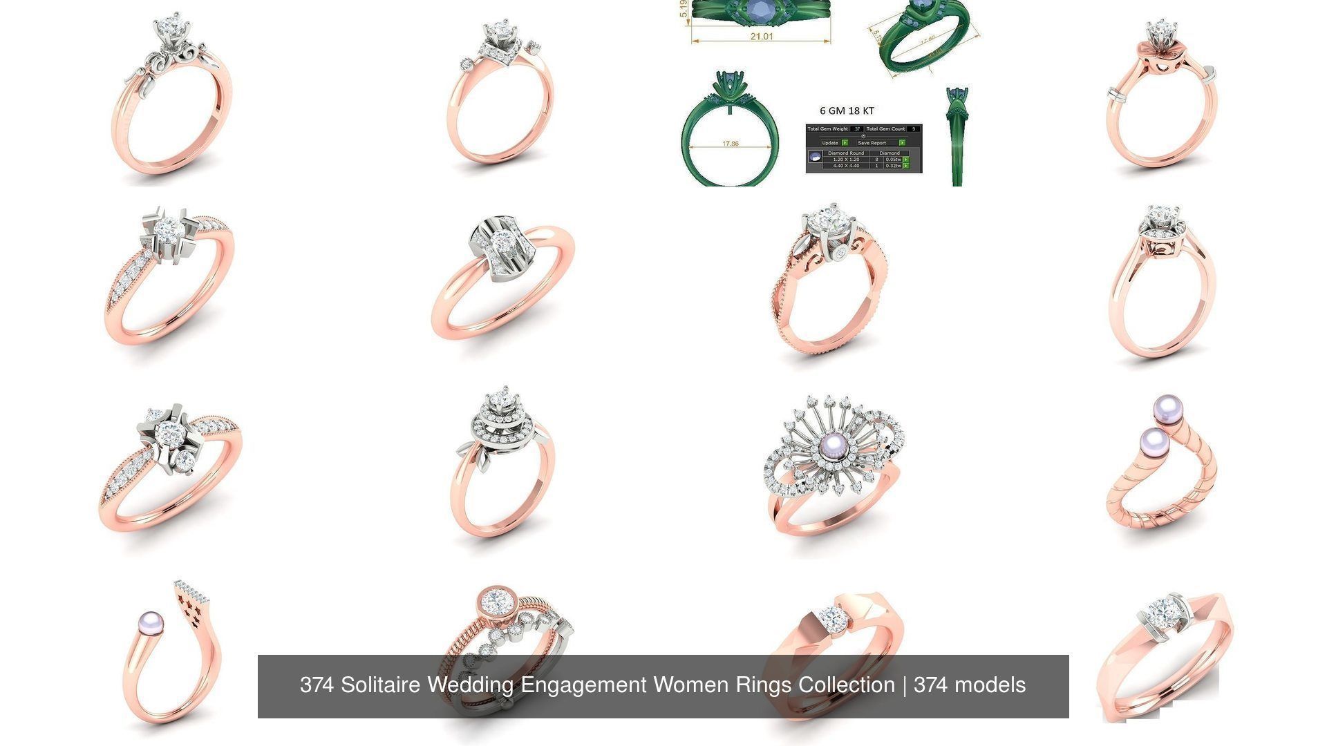 374 Solitaire Wedding Engagement Women Rings Collection _67