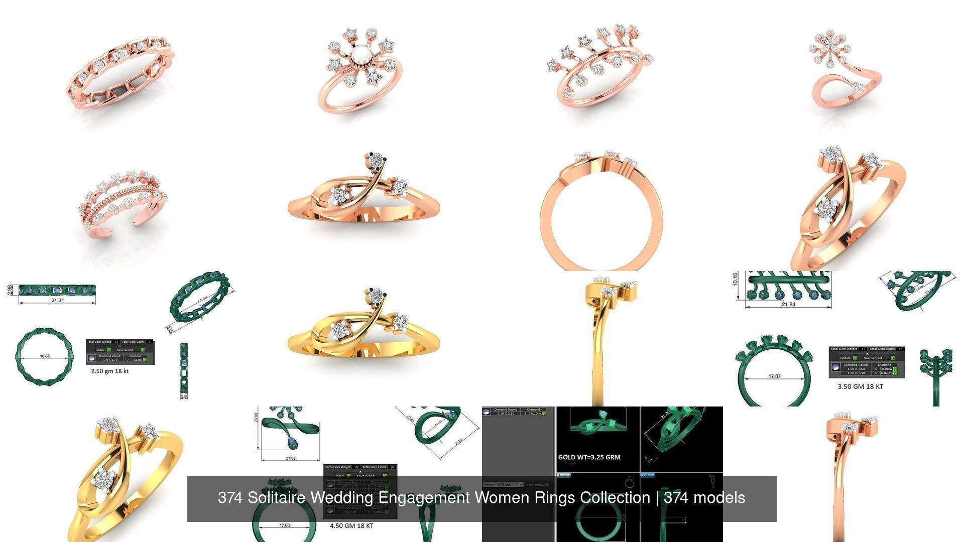 374 Solitaire Wedding Engagement Women Rings Collection _70