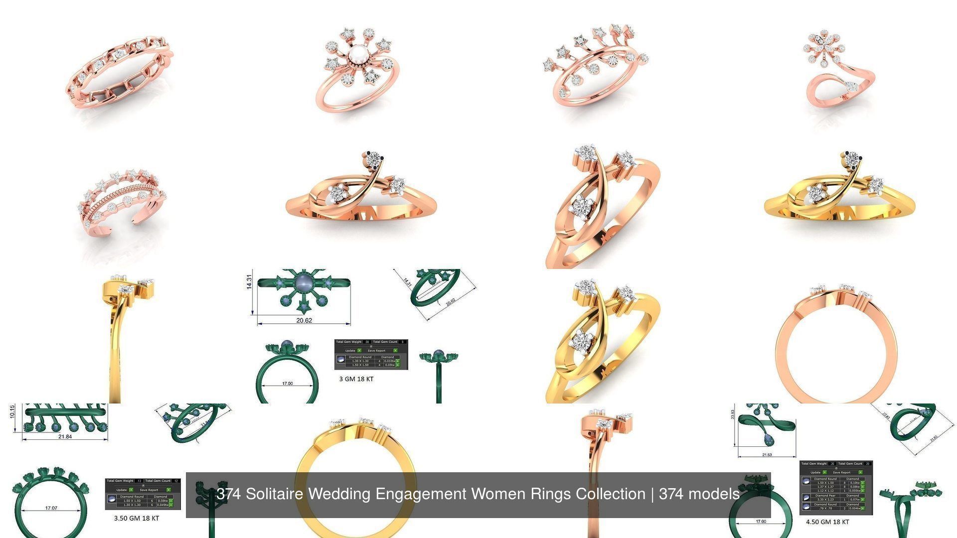 374 Solitaire Wedding Engagement Women Rings Collection _46