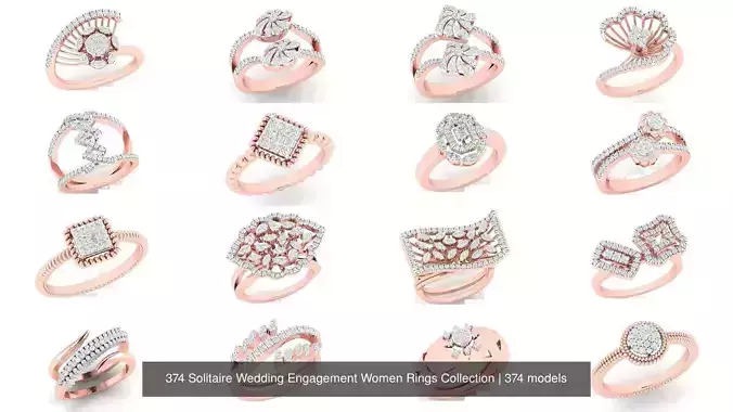 374 Solitaire Wedding Engagement Women Rings Collection 