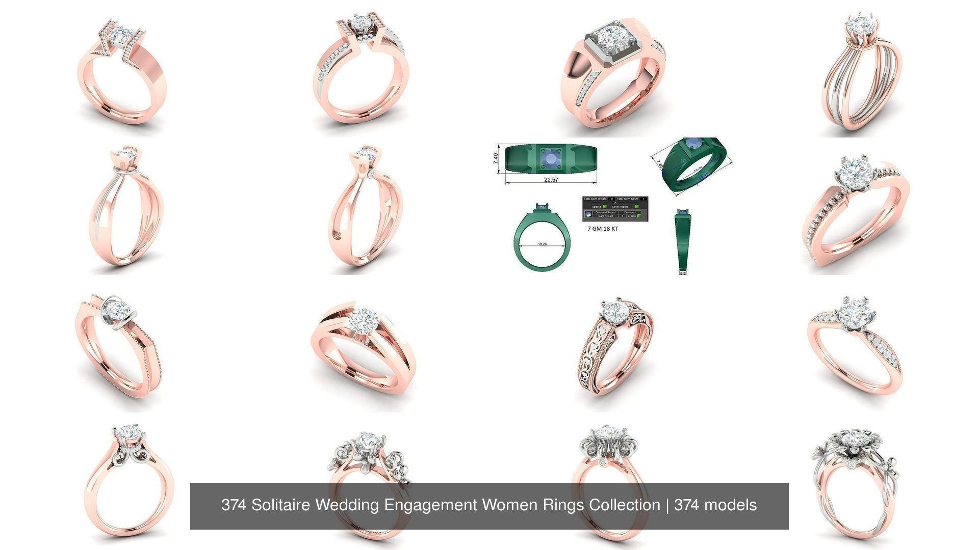 374 Solitaire Wedding Engagement Women Rings Collection _12
