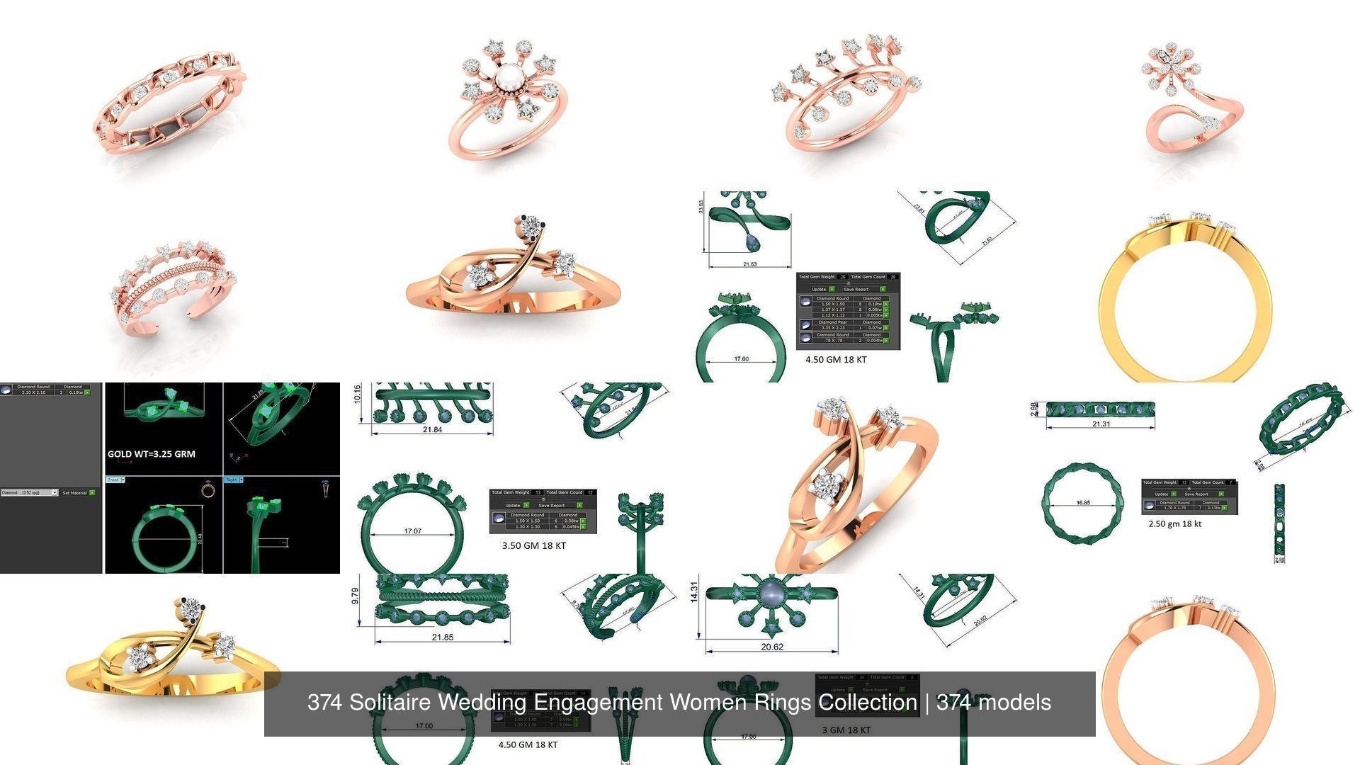 374 Solitaire Wedding Engagement Women Rings Collection _92