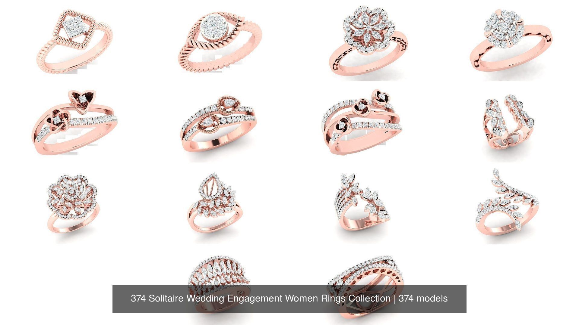 374 Solitaire Wedding Engagement Women Rings Collection _56