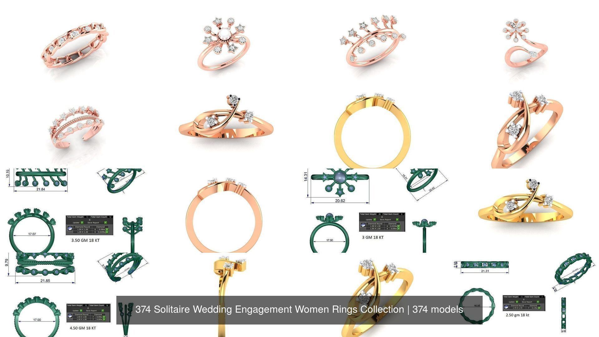 374 Solitaire Wedding Engagement Women Rings Collection _91