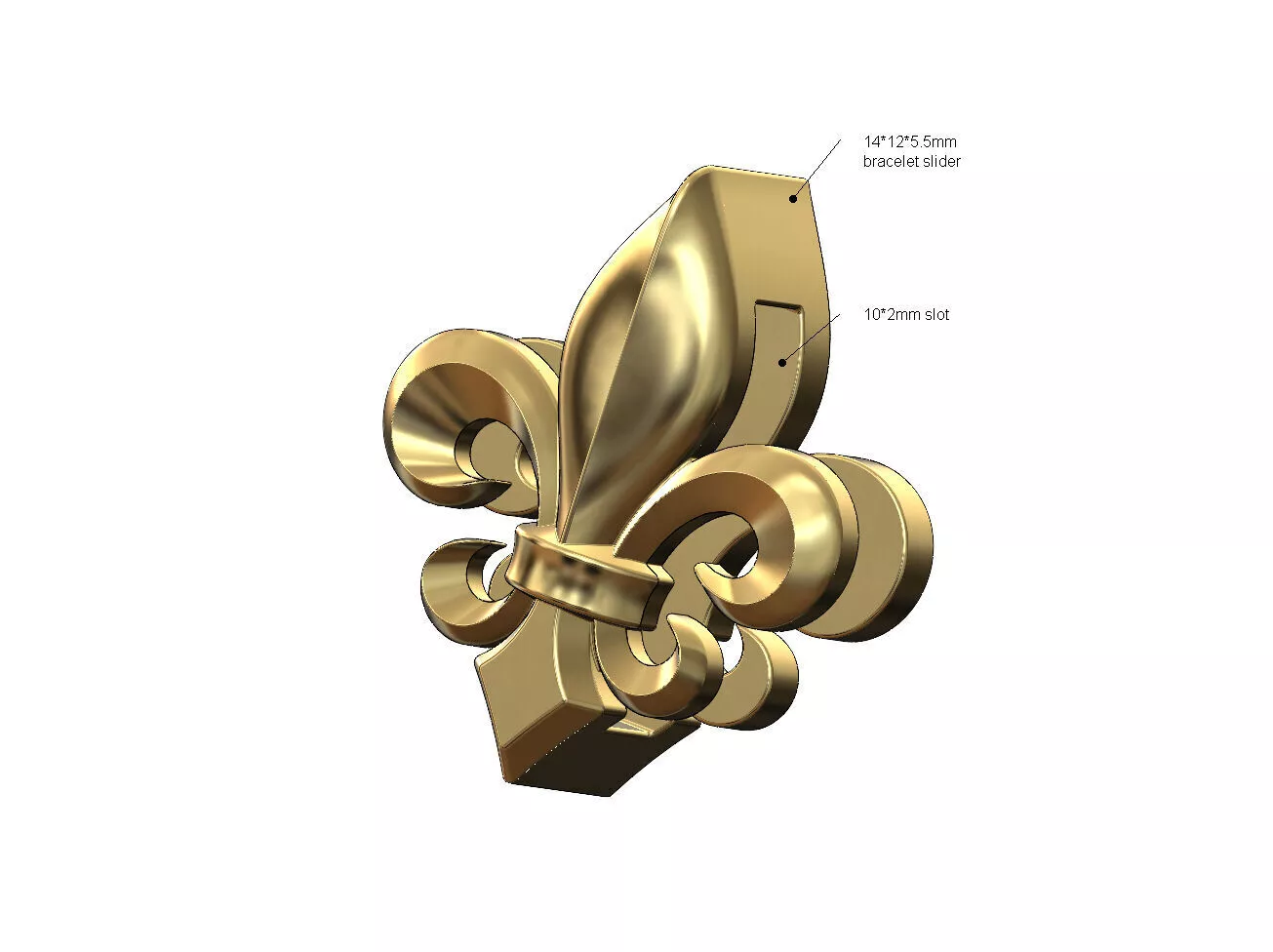 Heraldic lily bracelet and choker slider 3D print model