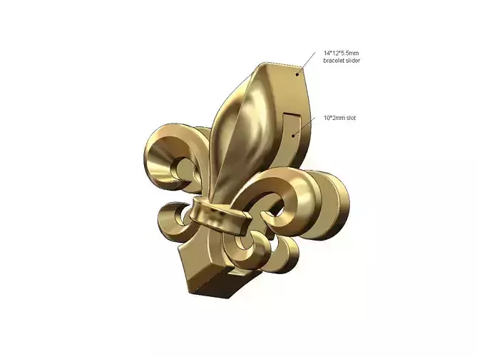 Heraldic lily bracelet and choker slider 3D print model