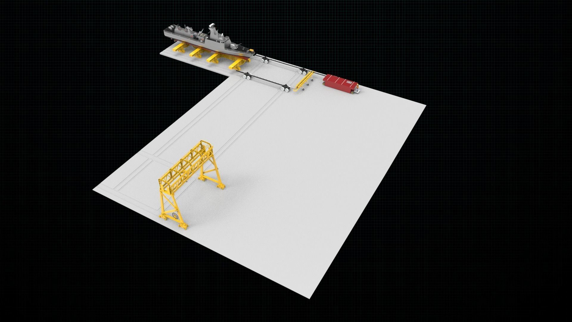 shipyard model ship on dock 3D model_5