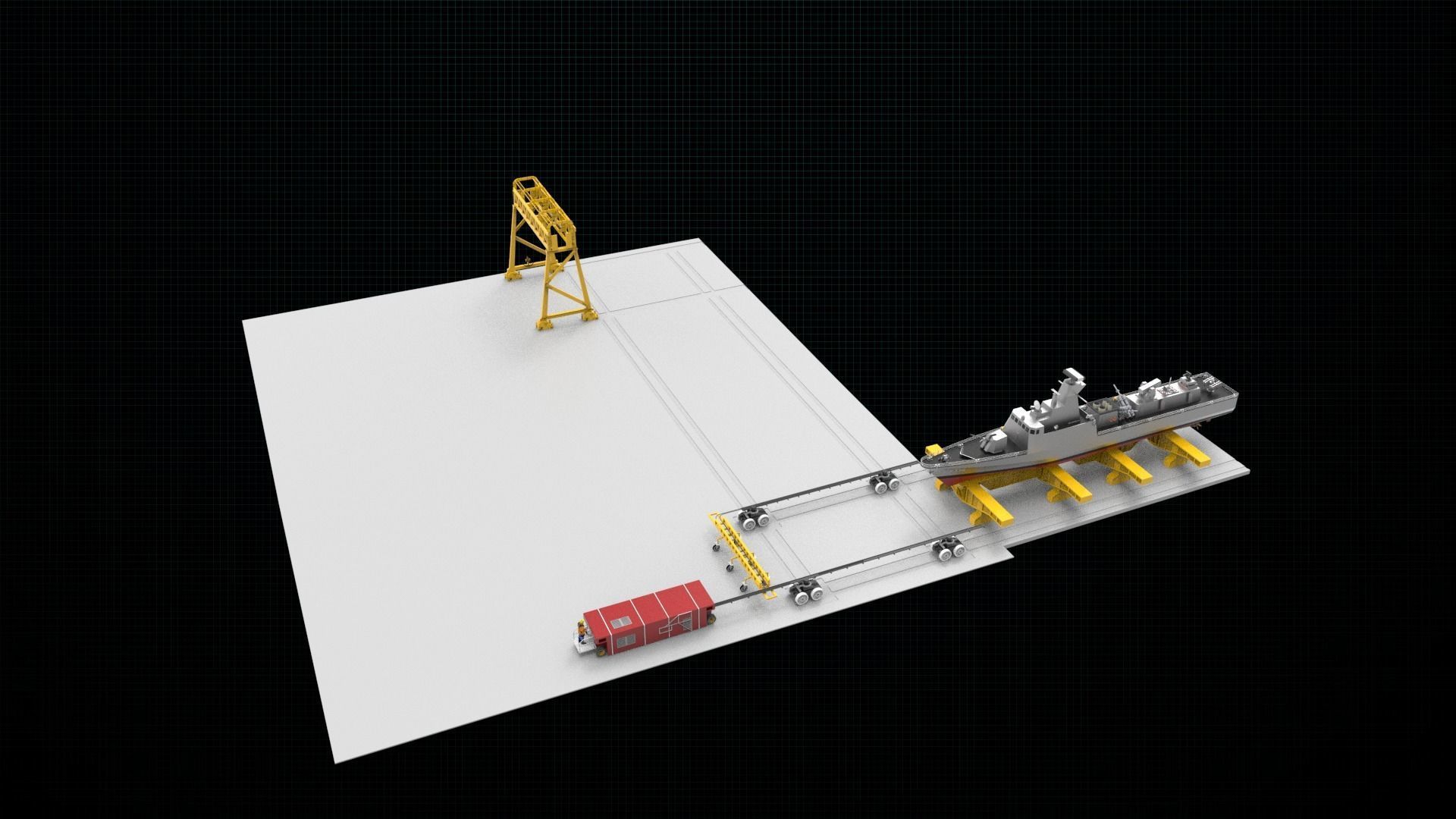 shipyard model ship on dock 3D model_4